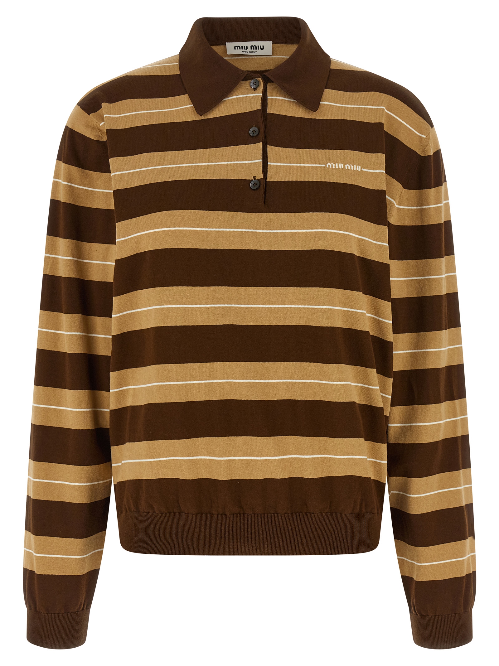Striped knitted polo shirt