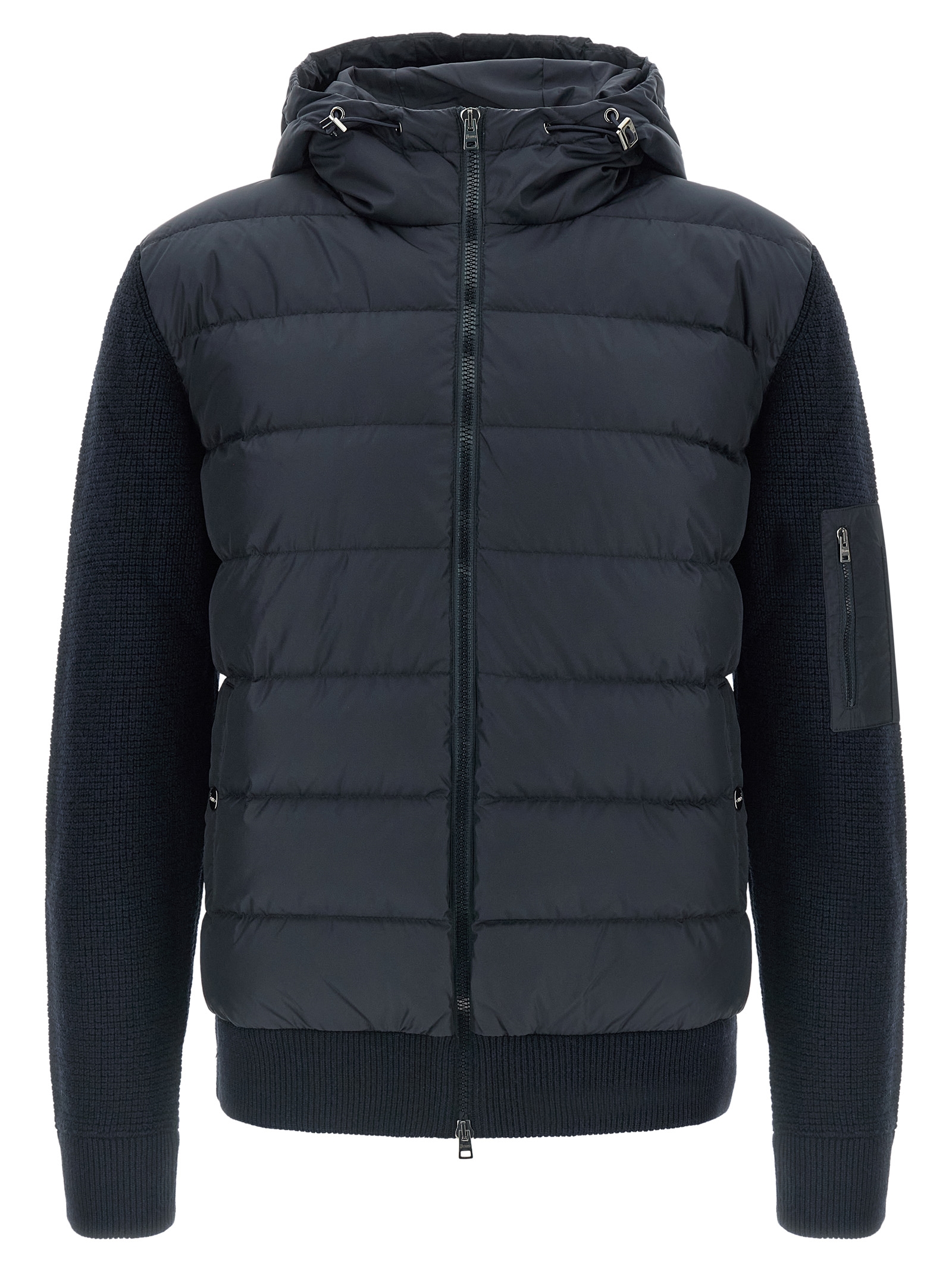 Bi-material down jacket