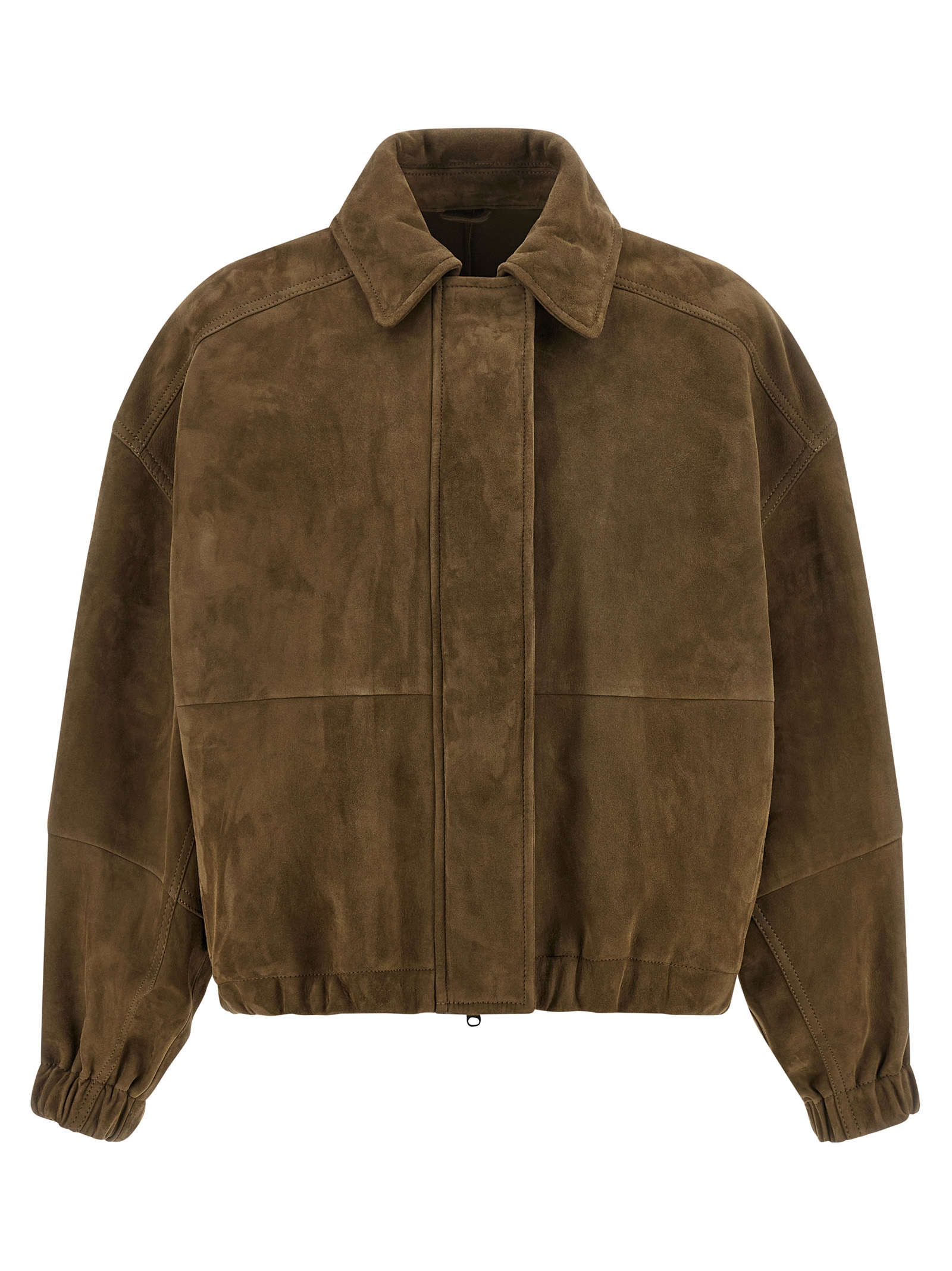 'Shiny Zipper Pull' suede jacket