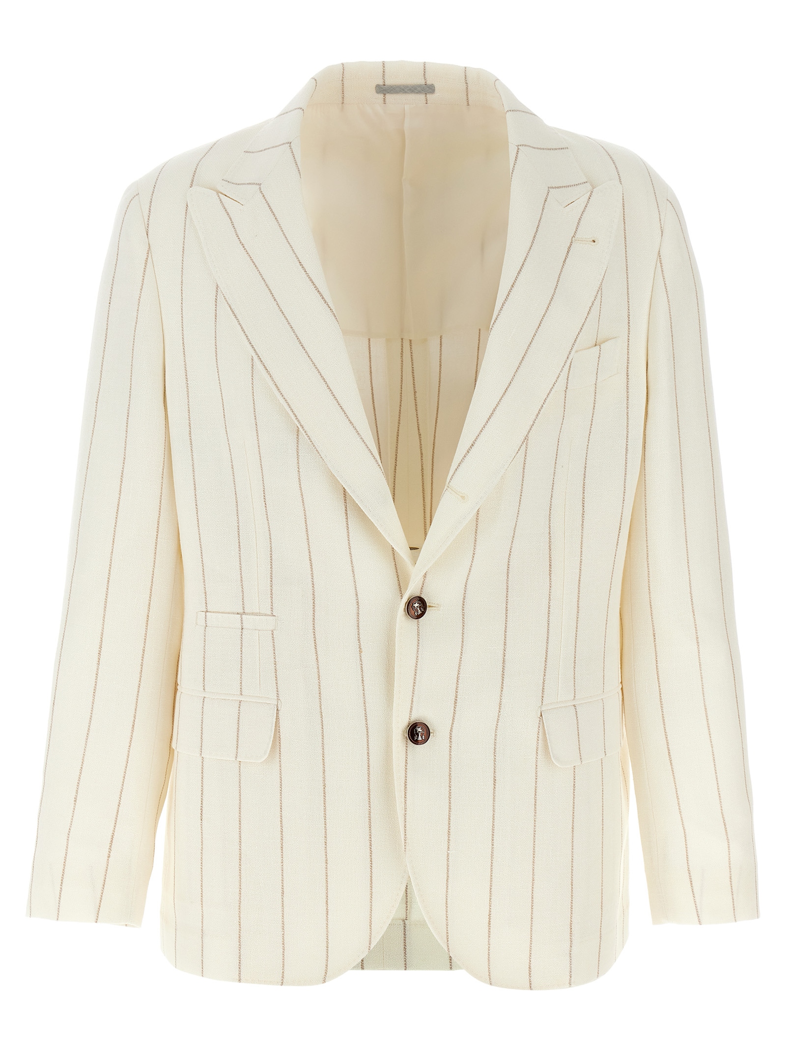 Pinstriped deconstructed blazer