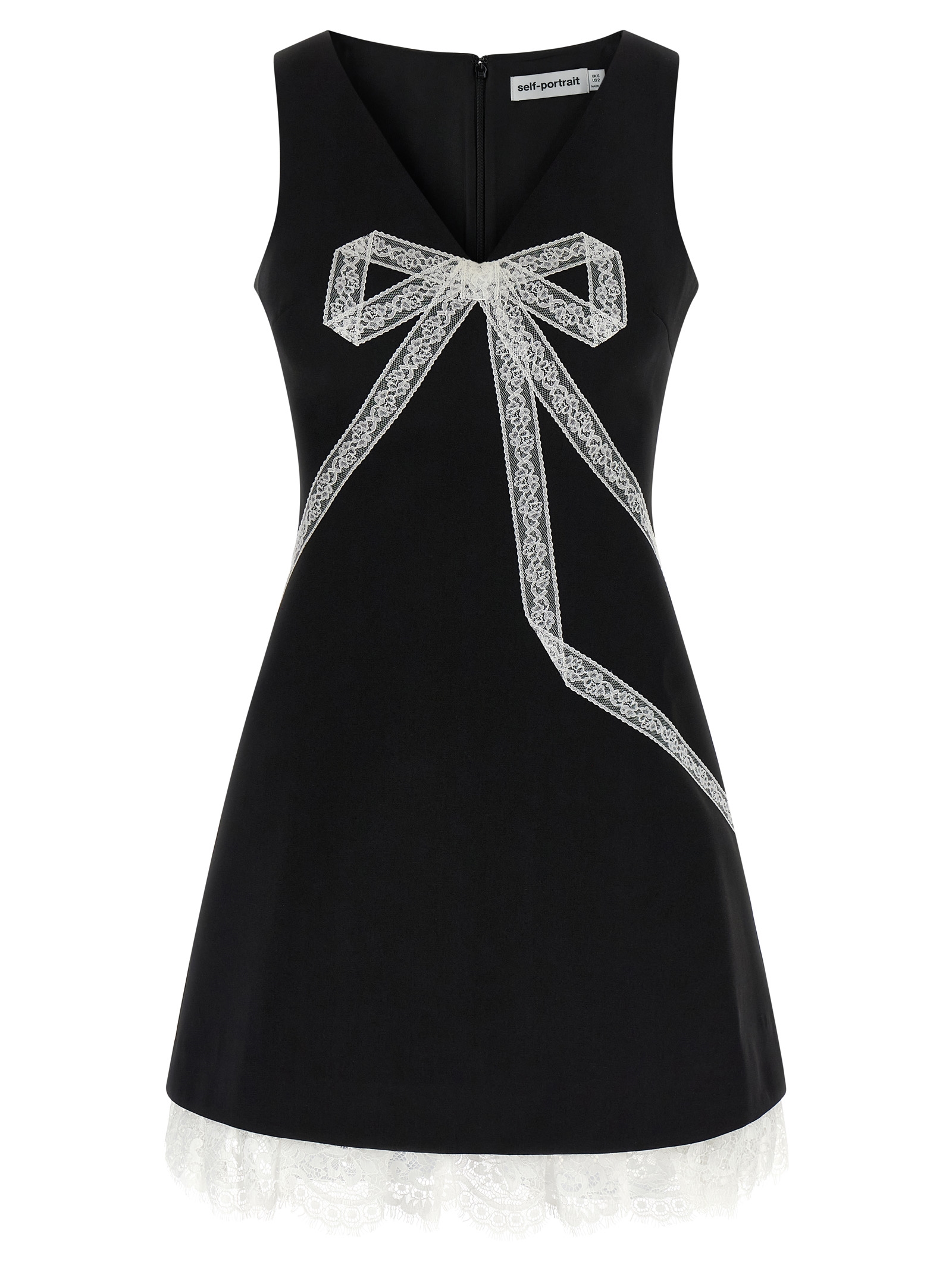 'Black Crêpe Bow Lace Mini' dress