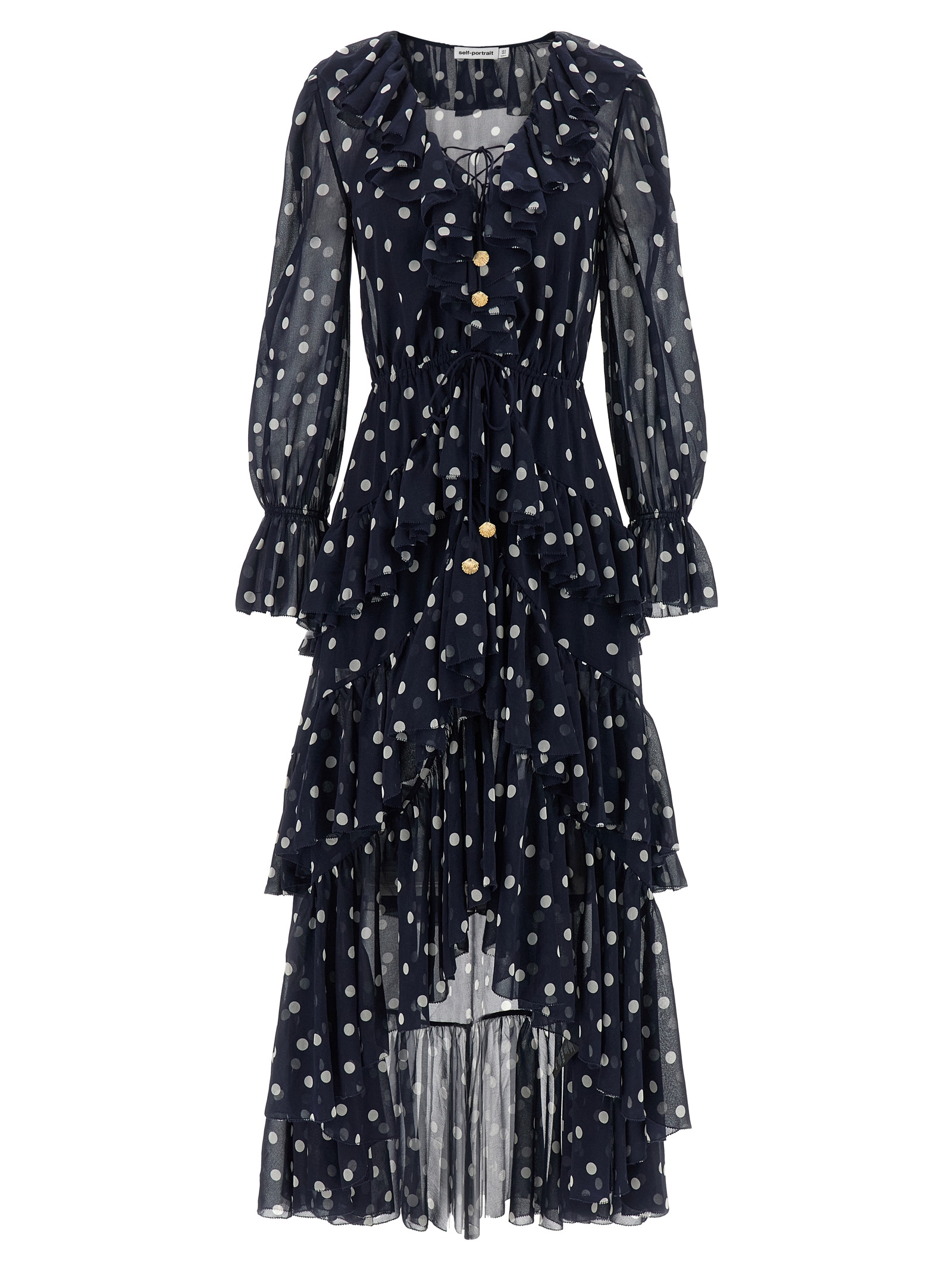 'Polka Dot Georgette Ruffle Maxi' dress