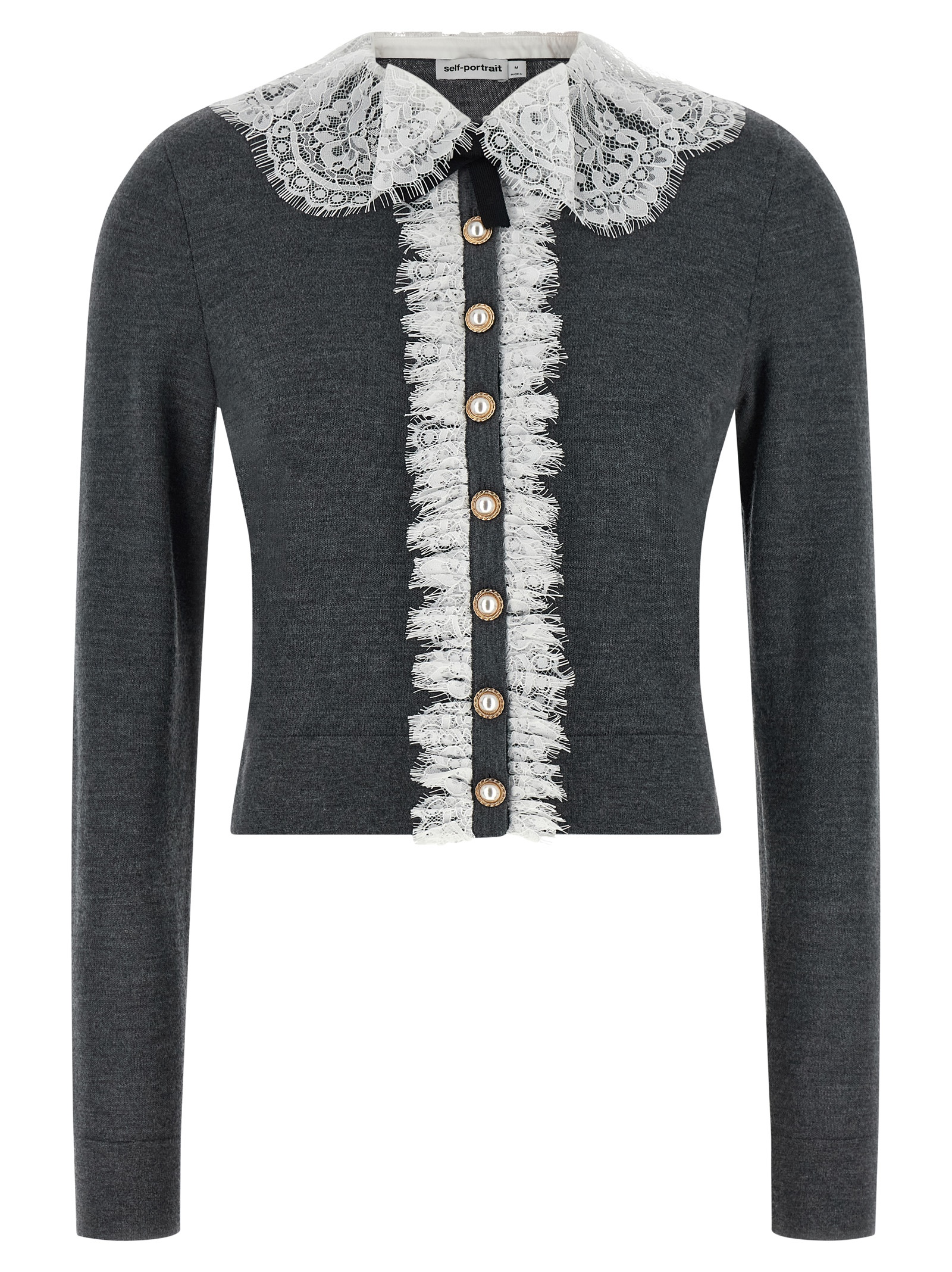 'Grey Lace Collar Knit' cardigan