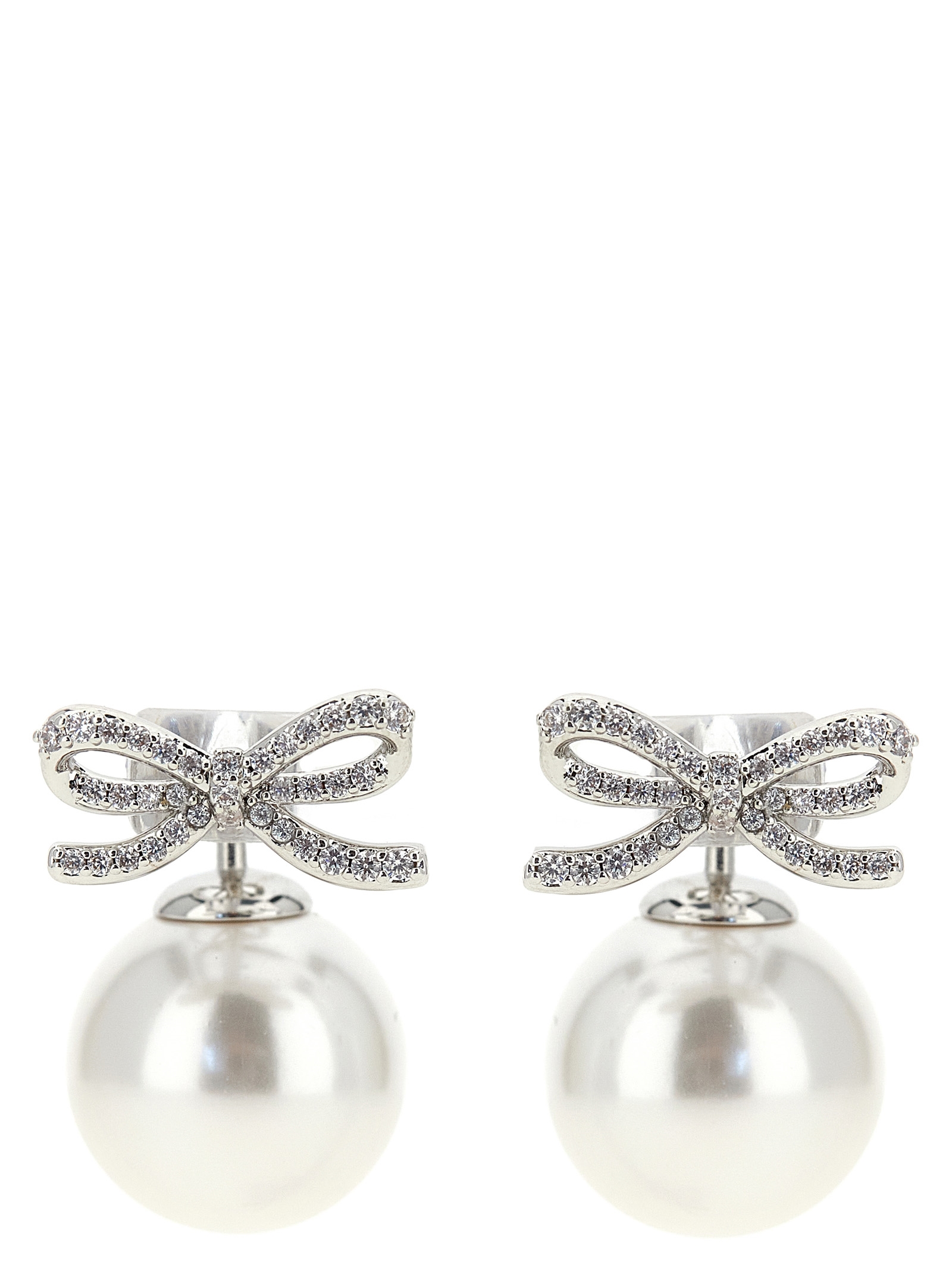 'Crystal Bow Pearl Back' earrings