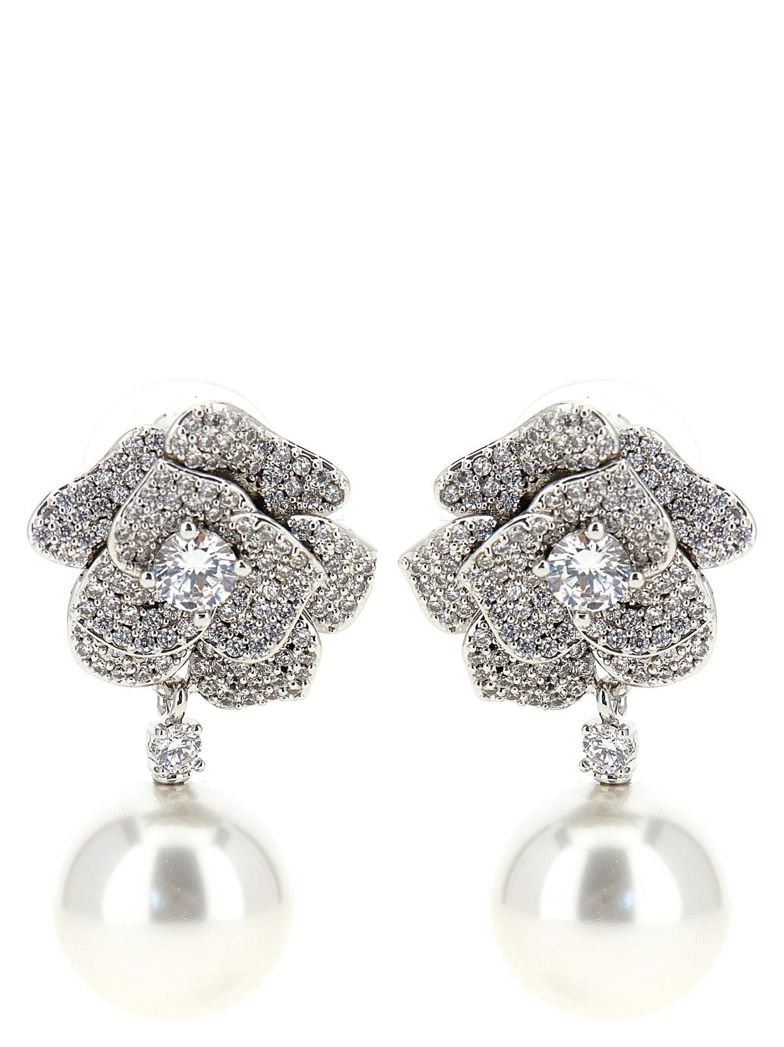 'Mini Crystal Flower Pearl' earrings