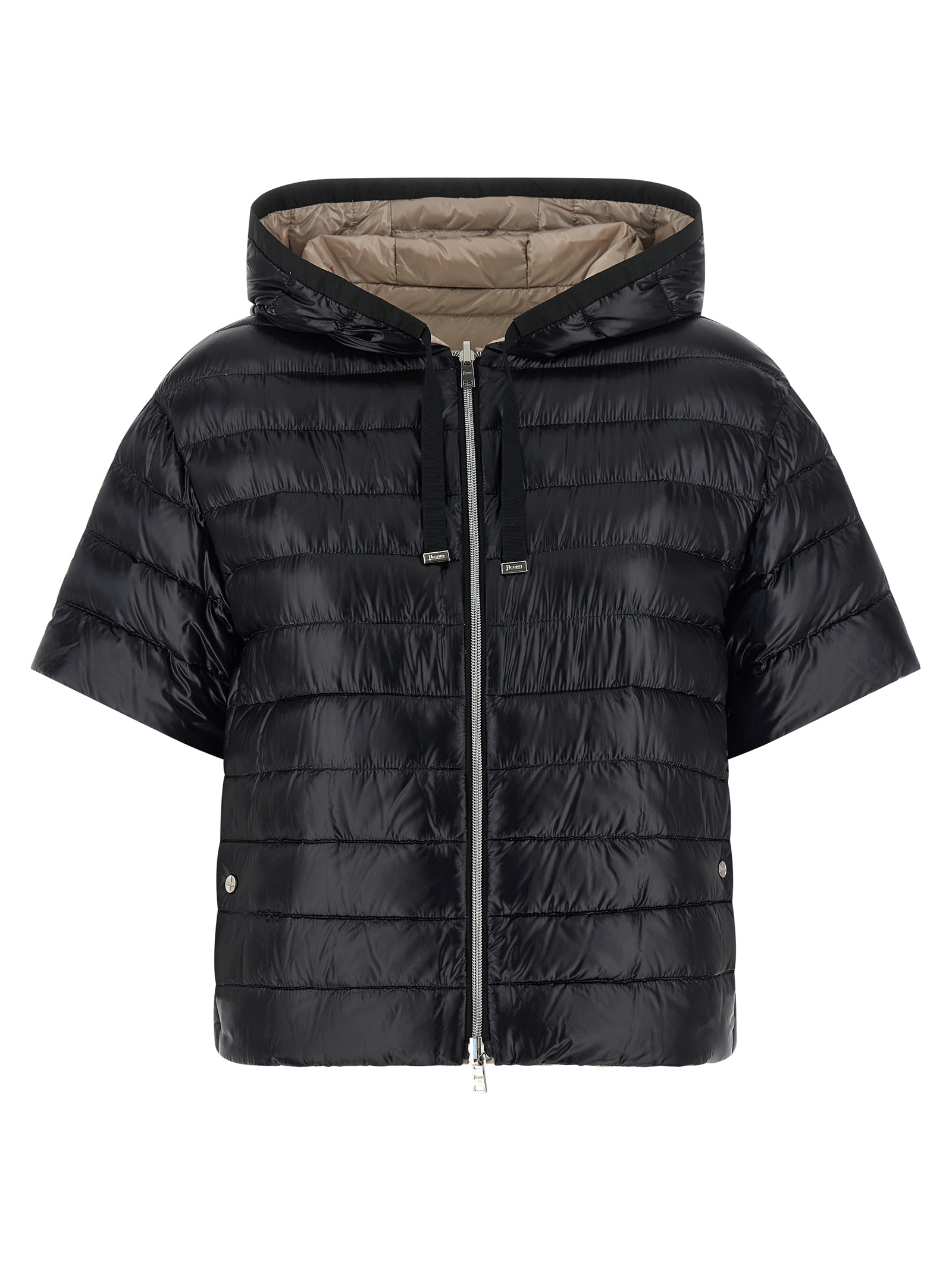 Reversible short-sleeved down jacket