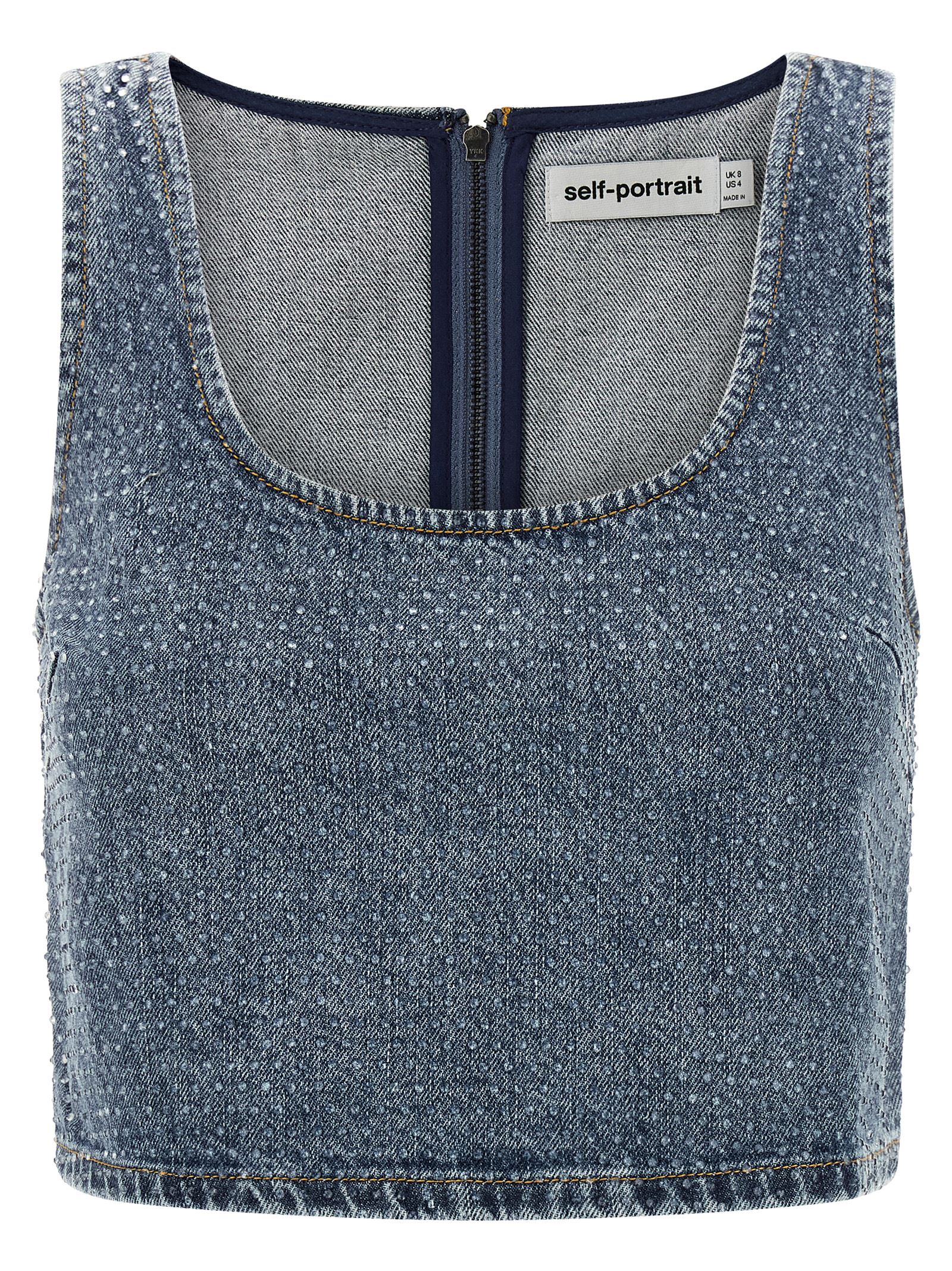 'Rhinestone Denim Crop' top