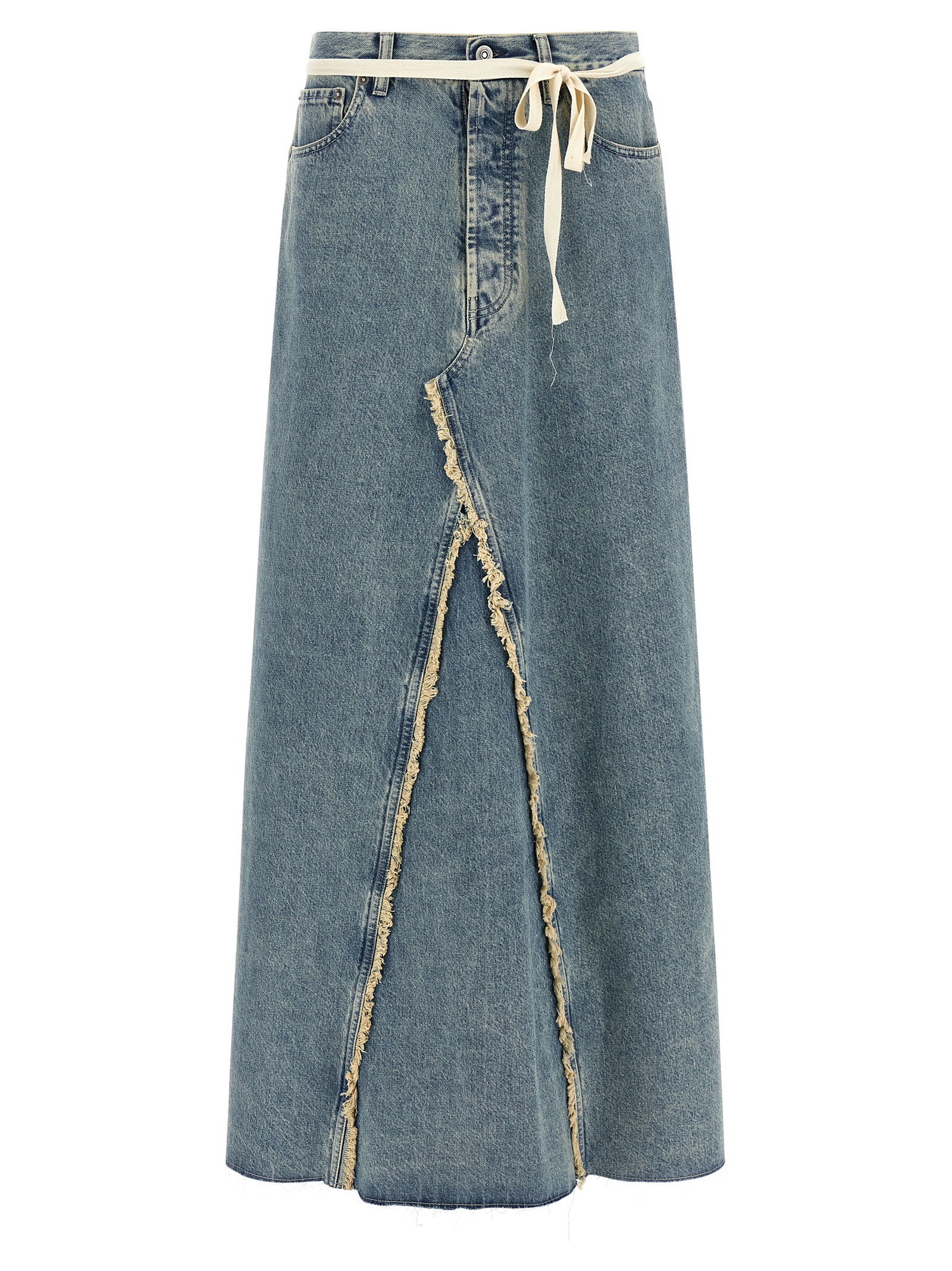 Raw hem denim skirt