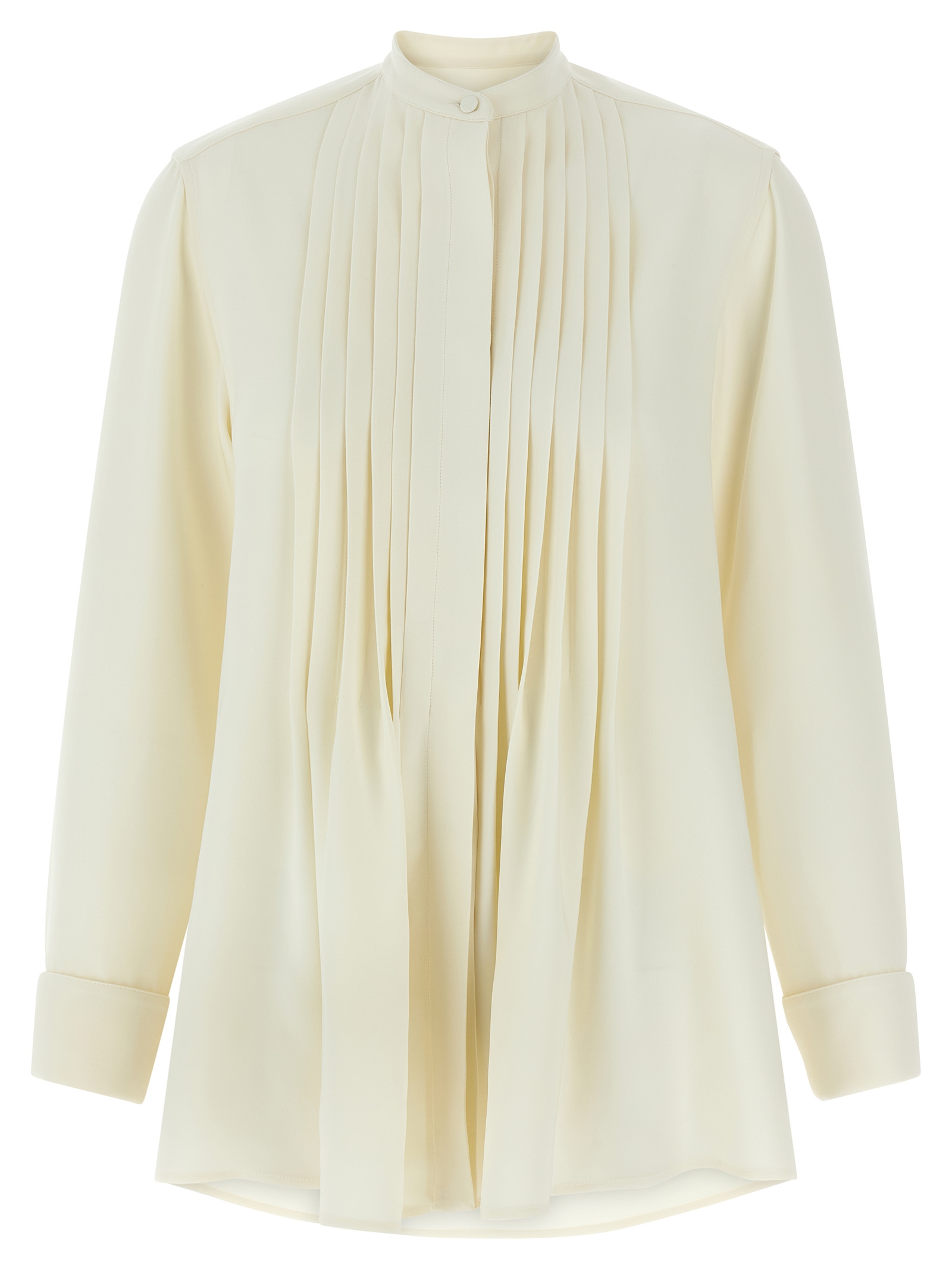 Pleated plastron shirt