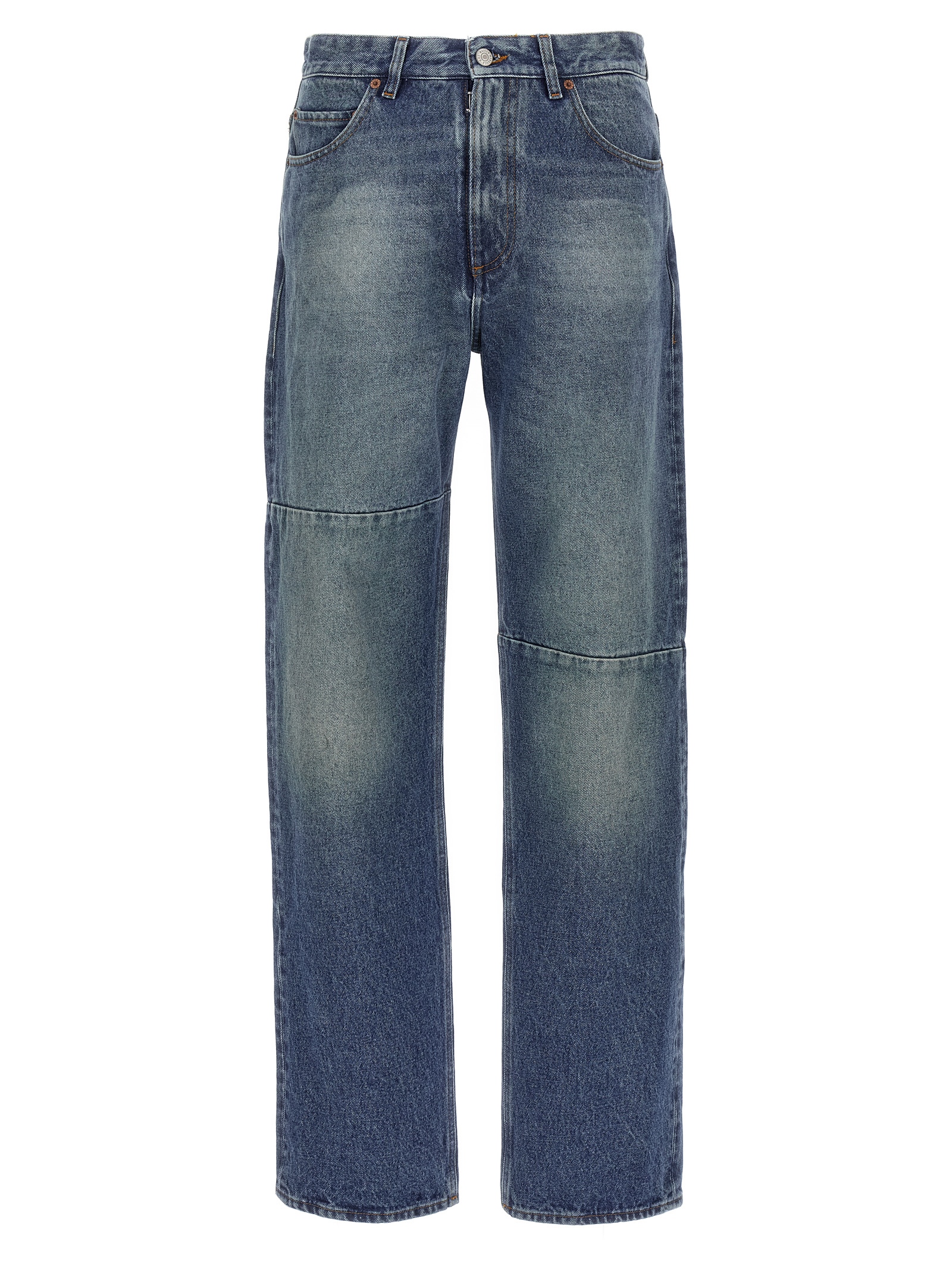 Asymmetric stitching jeans