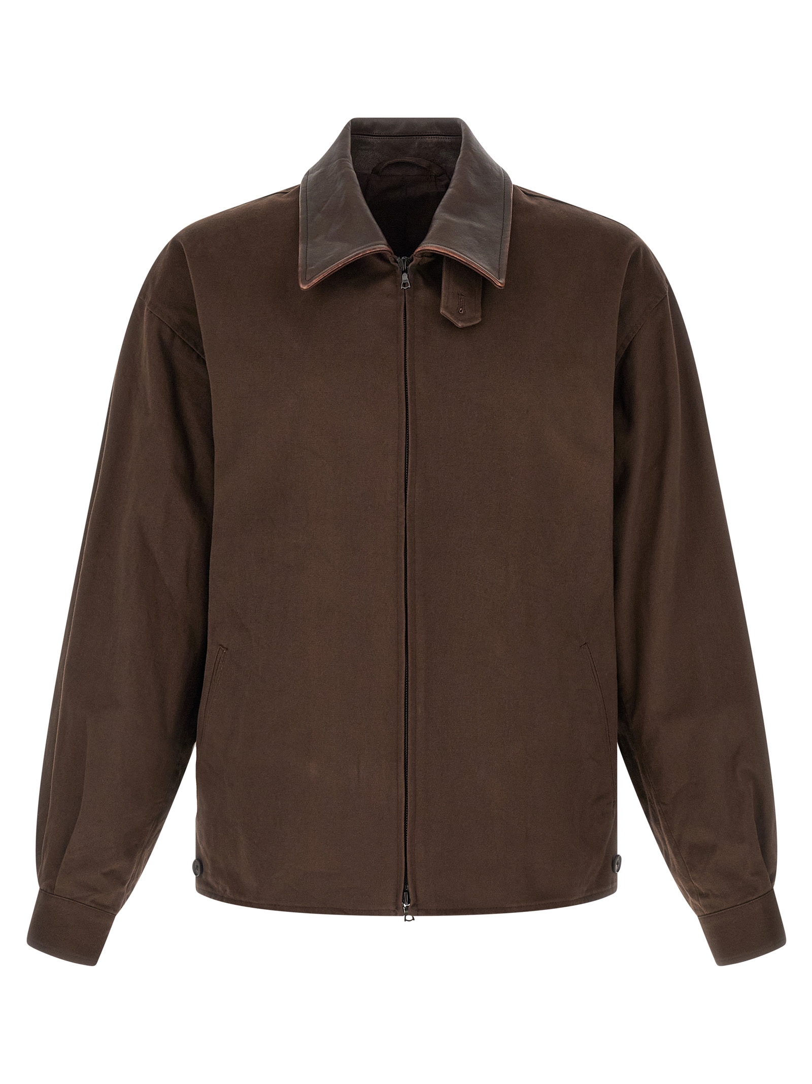 Leather collar jacket