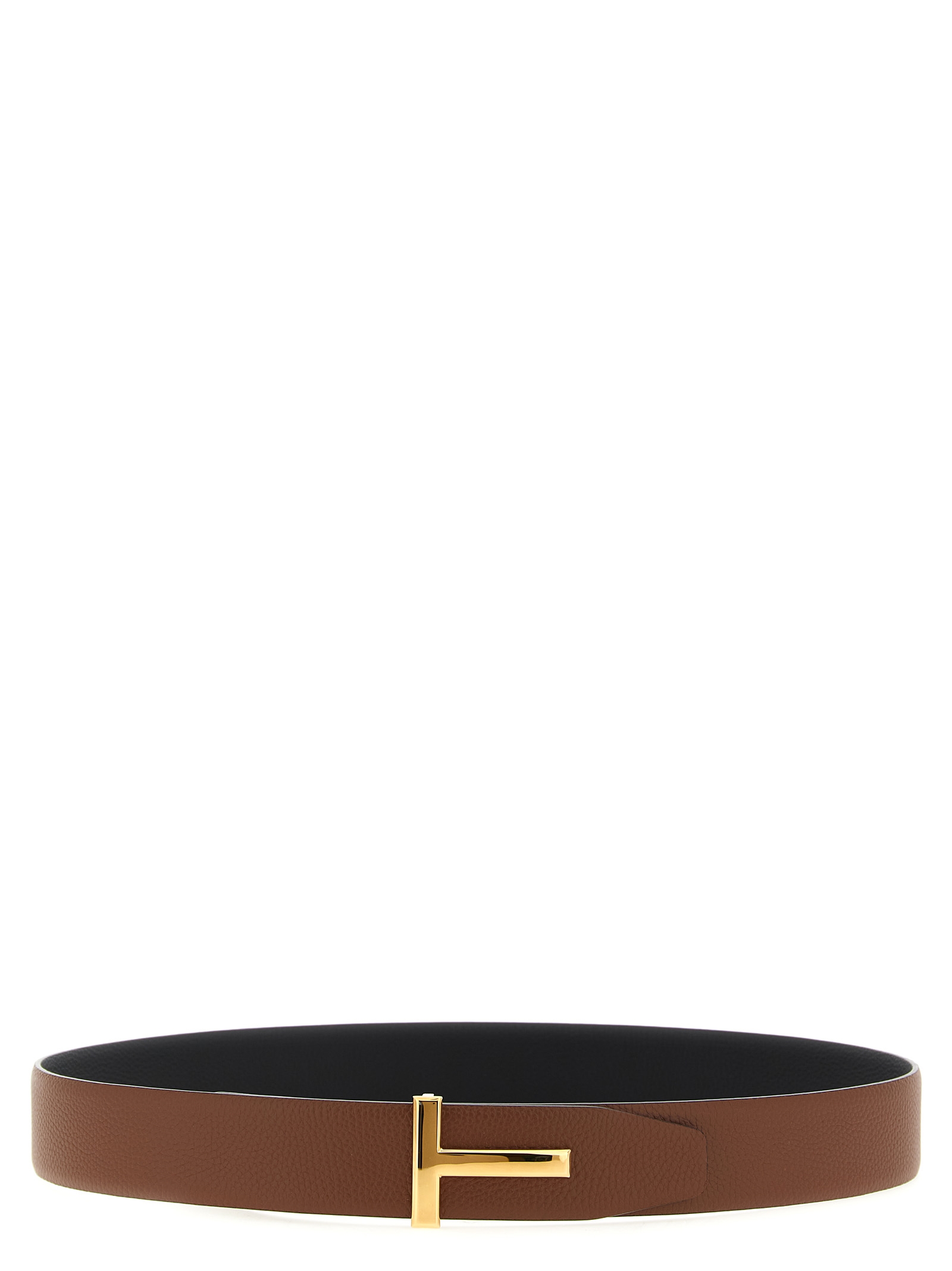 Logo buckle reversible belt