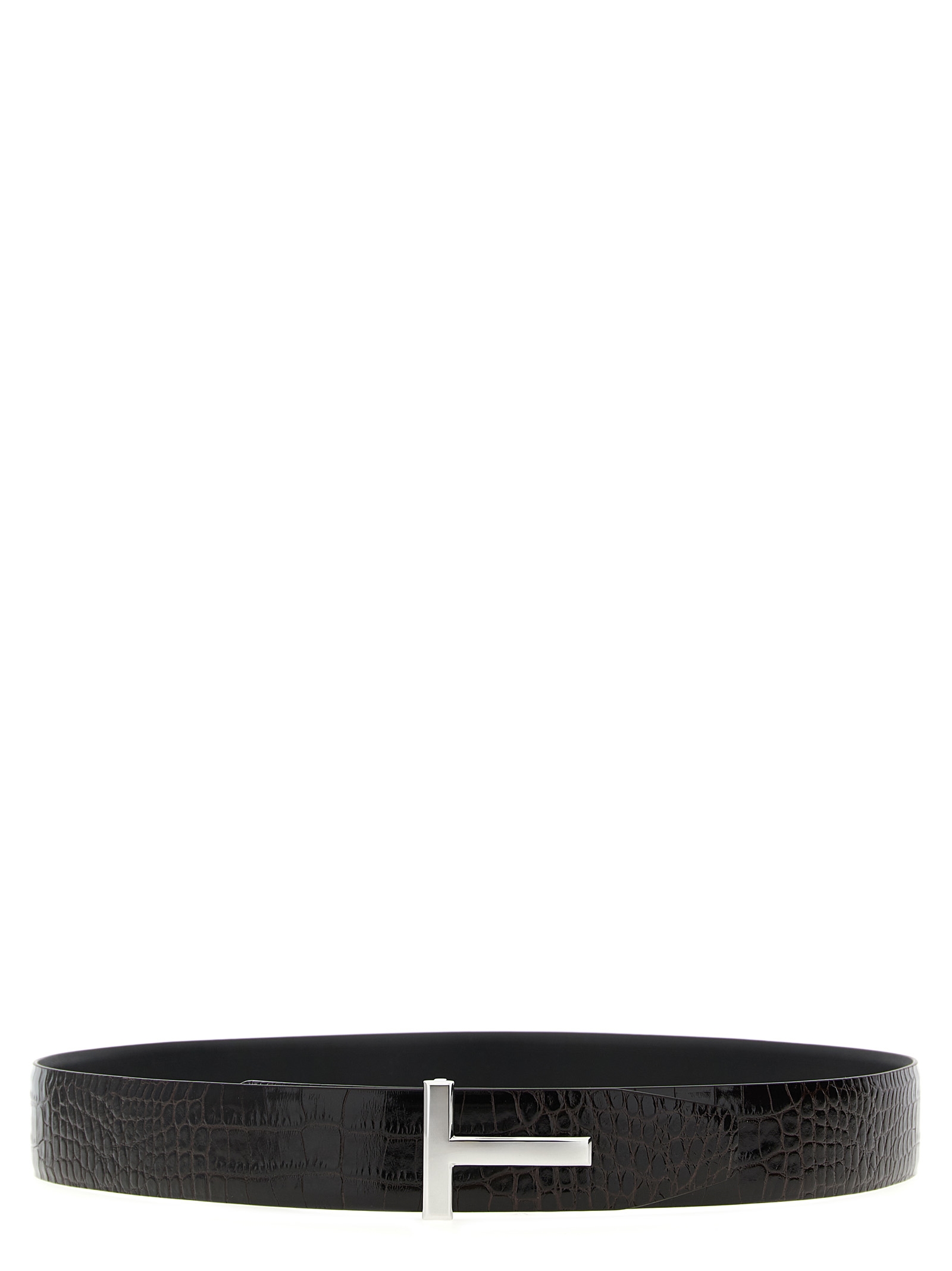 Reversible crocodile leather belt