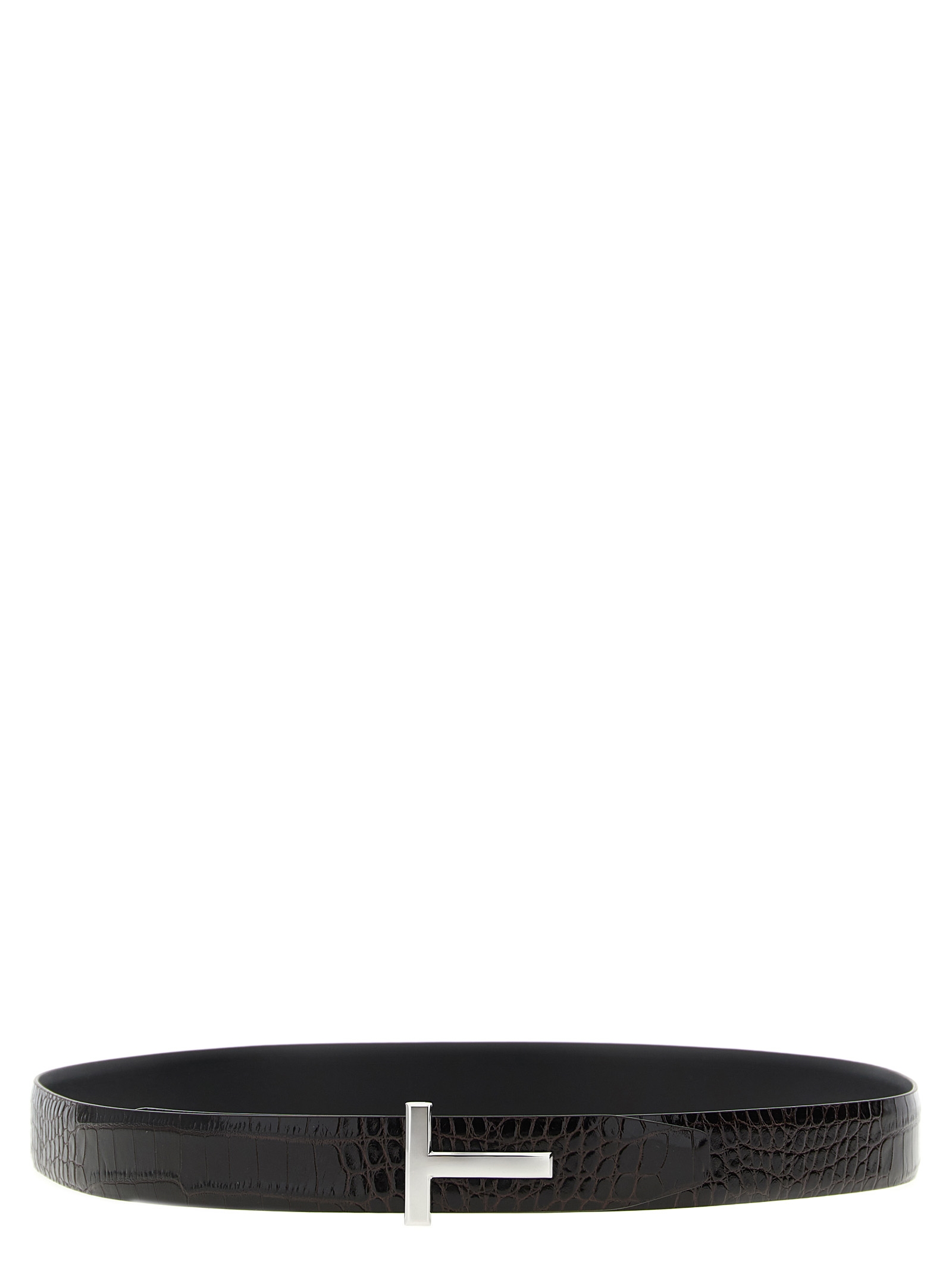 Reversible crocodile leather belt