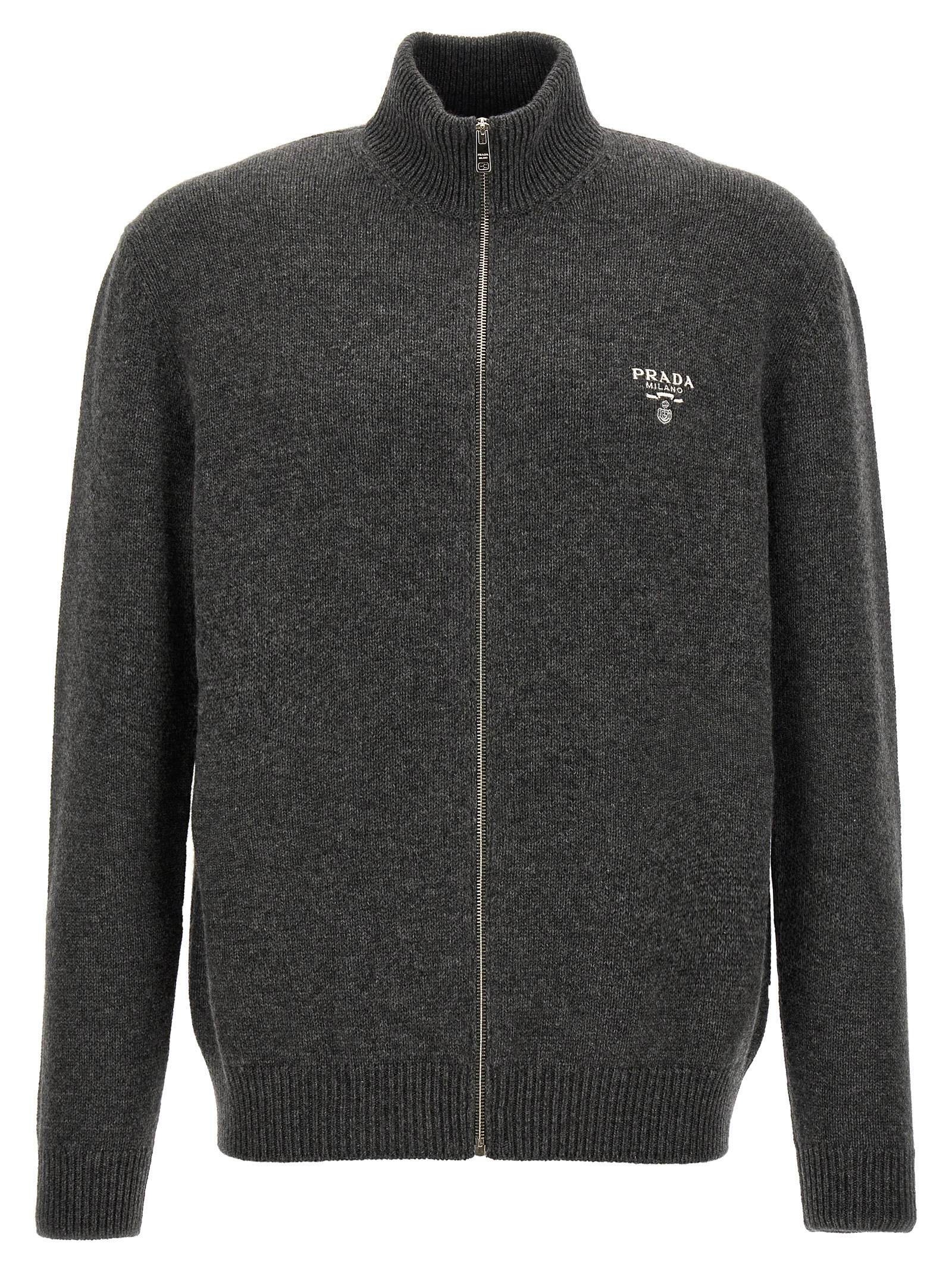 Logo embroidery cardigan