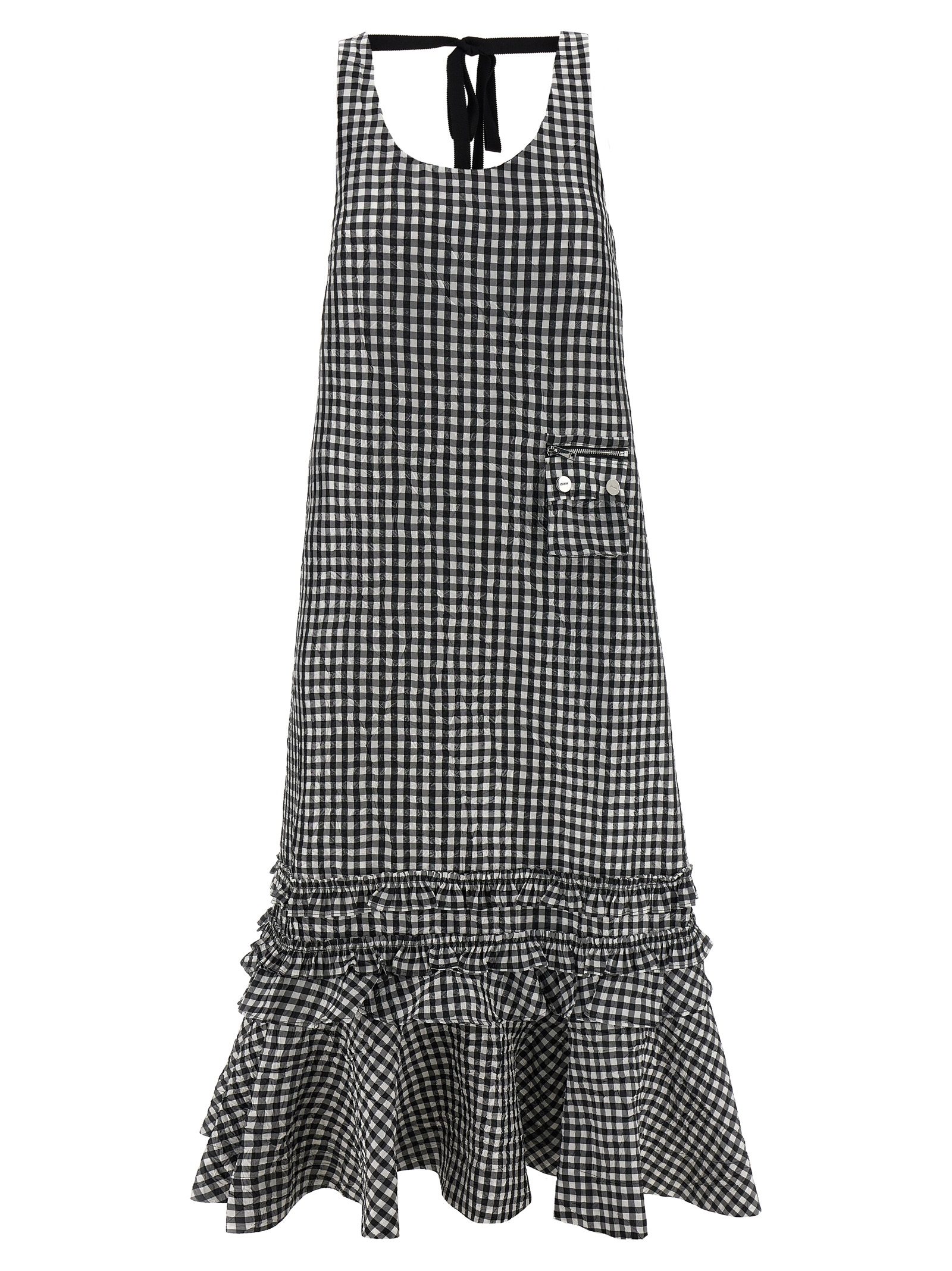 'Crinkled Check Long' dress