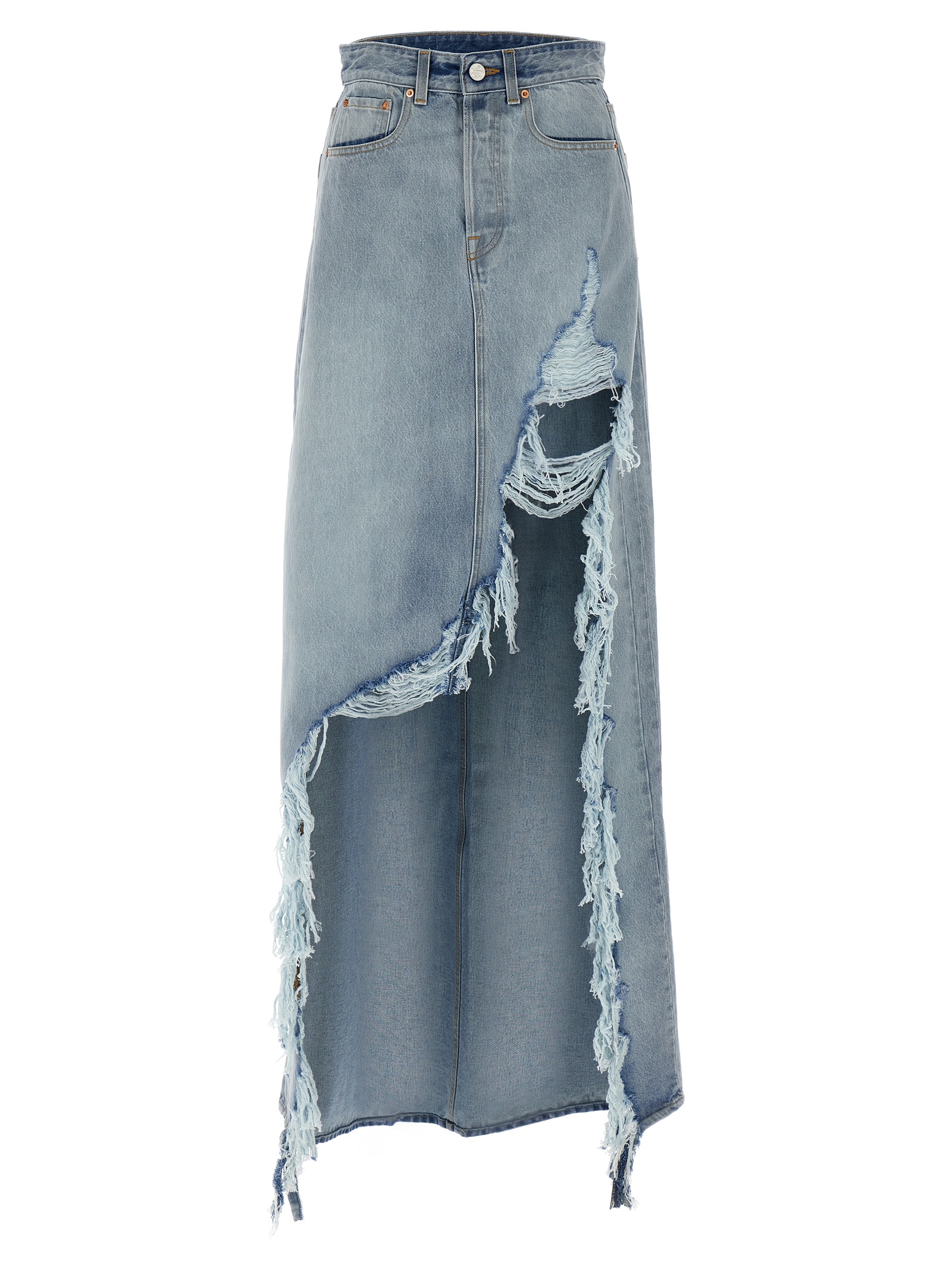 'Destroyed Denim Maxi Skirt' skirt