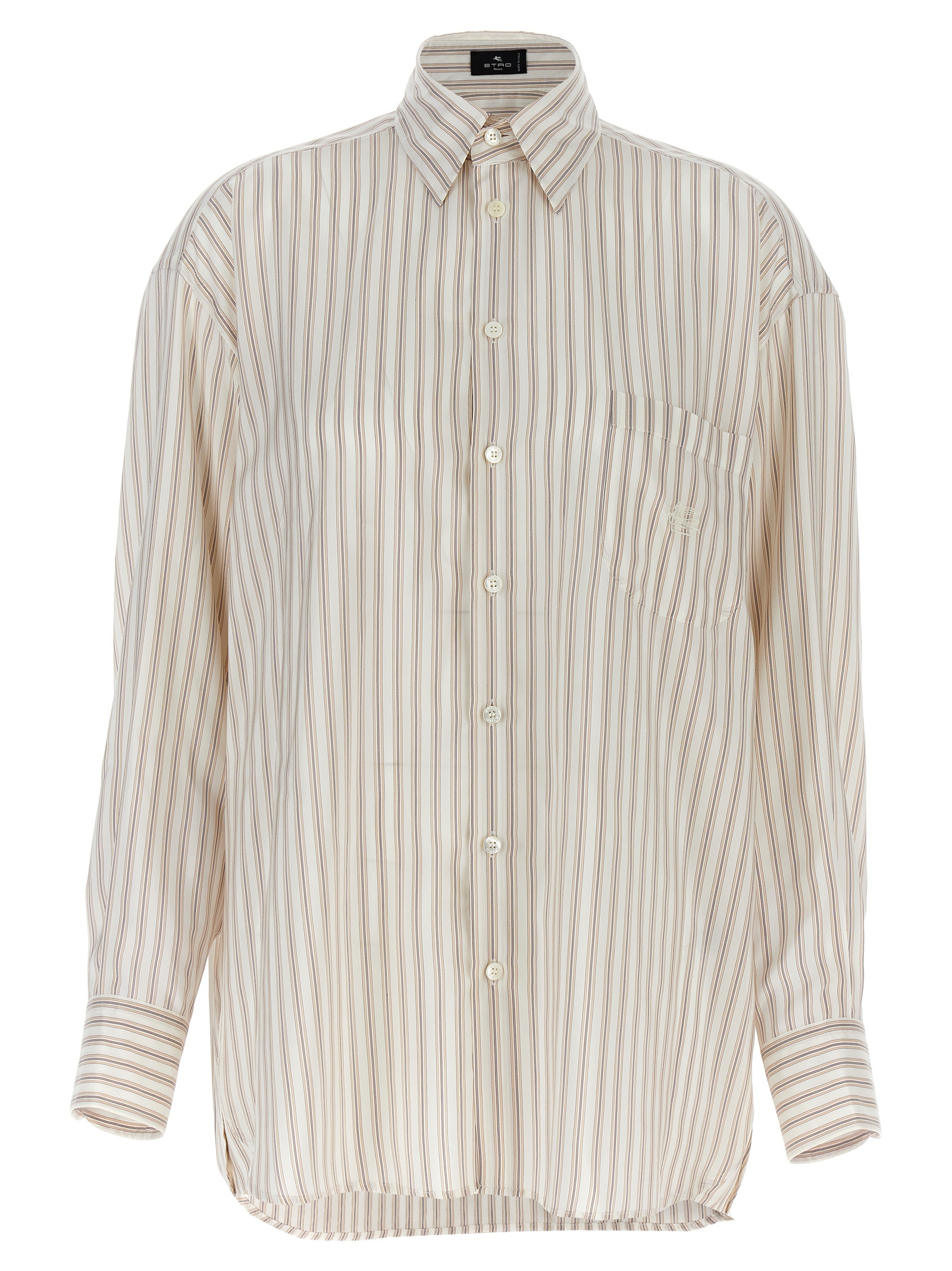 Logo embroidery striped shirt