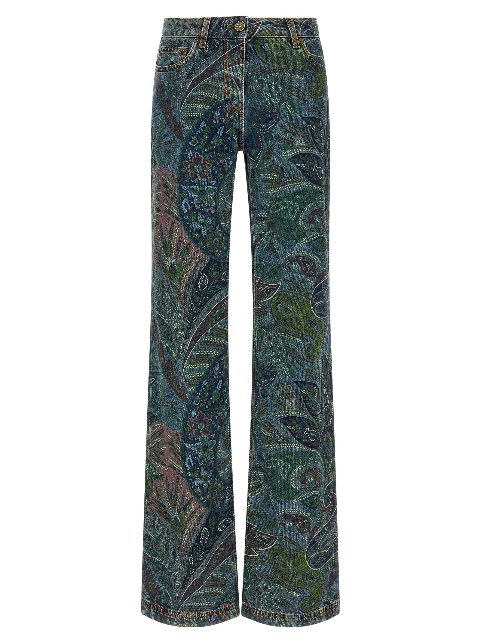 Floral print jeans