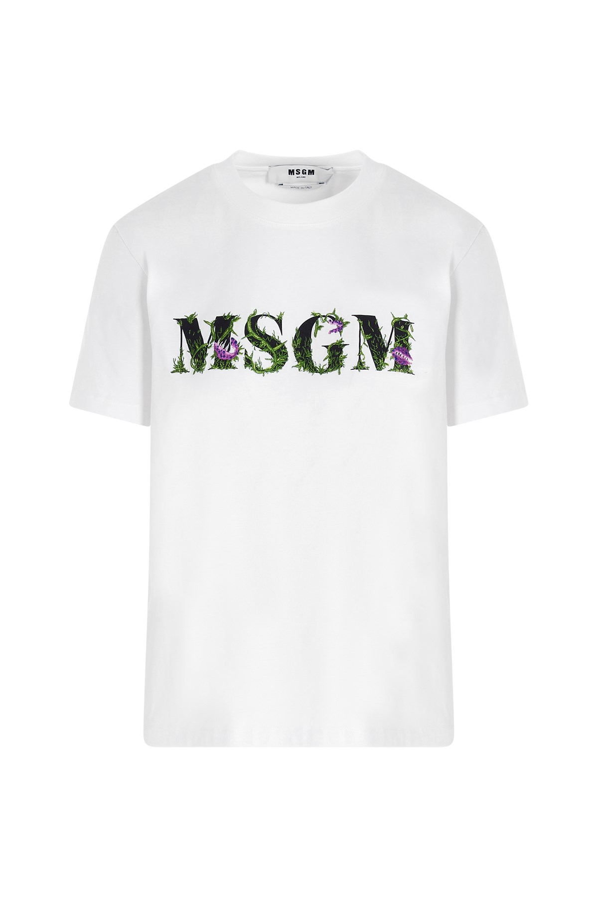 MSGM Floral Embroidered Logo T-Shirt