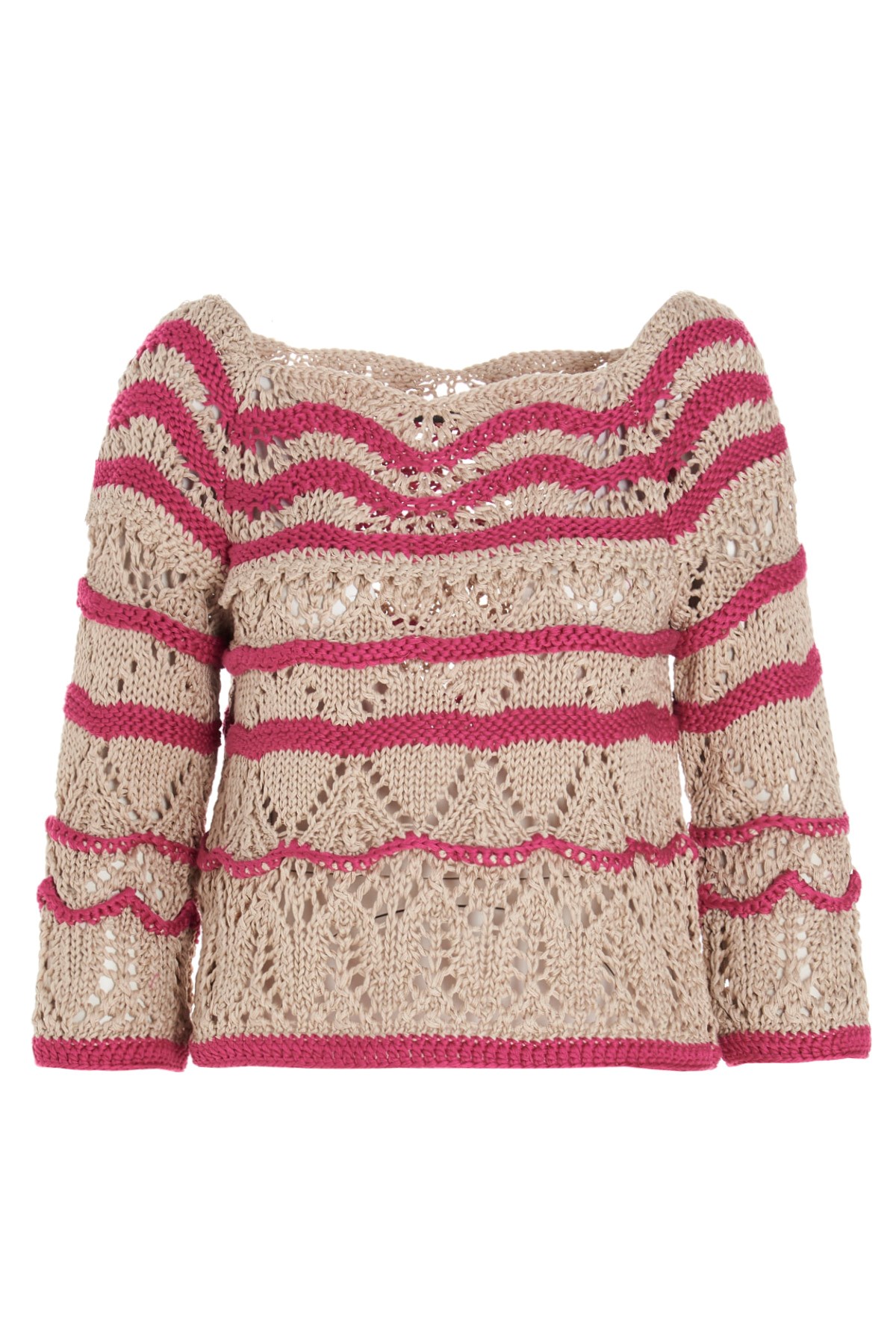 ALBERTA FERRETTI Striped Crochet Sweater