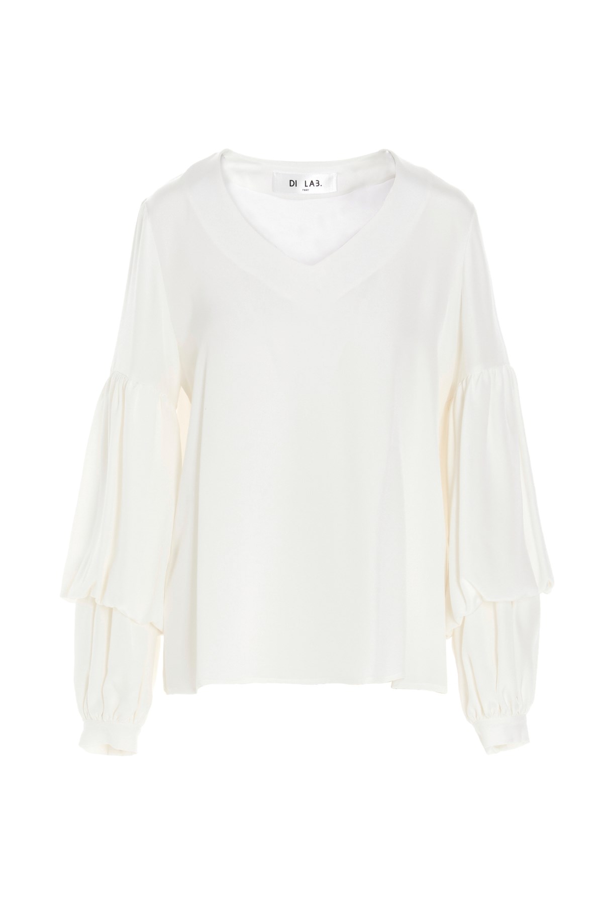 DI.LA3 PARI' Puff-Sleeve Silk Shirt