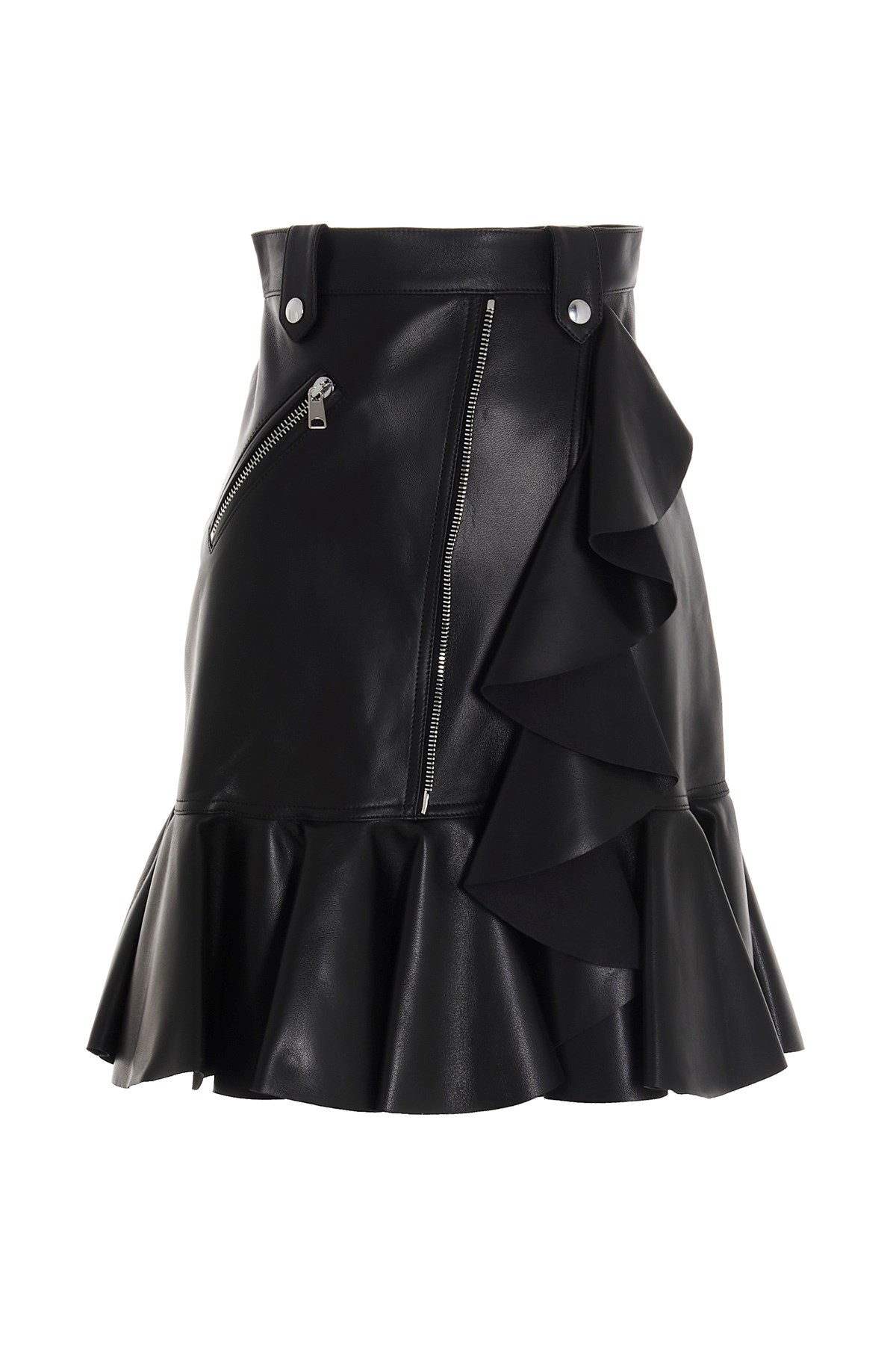 ALEXANDER MCQUEEN Leather Shirt With Flounces