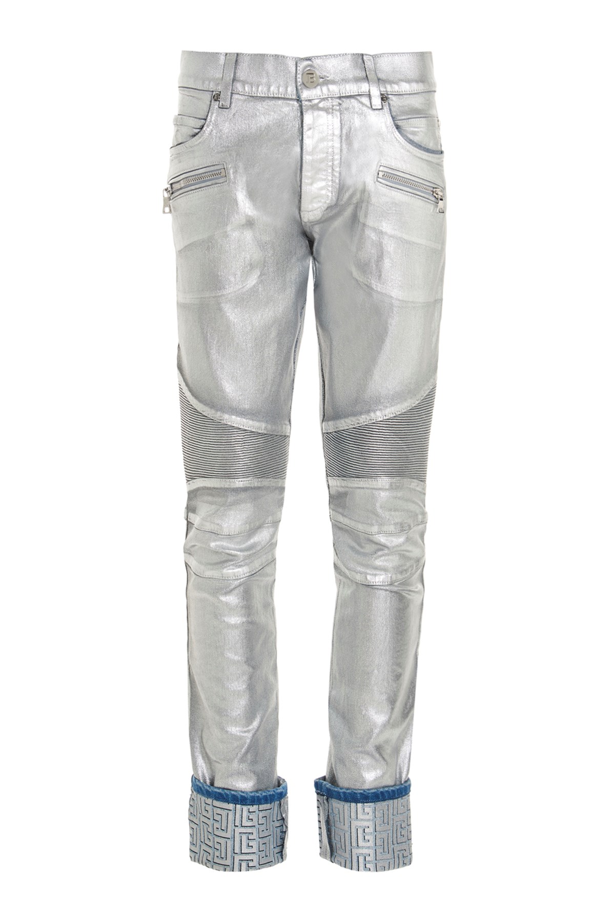 BALMAIN Silver Coated Jeans