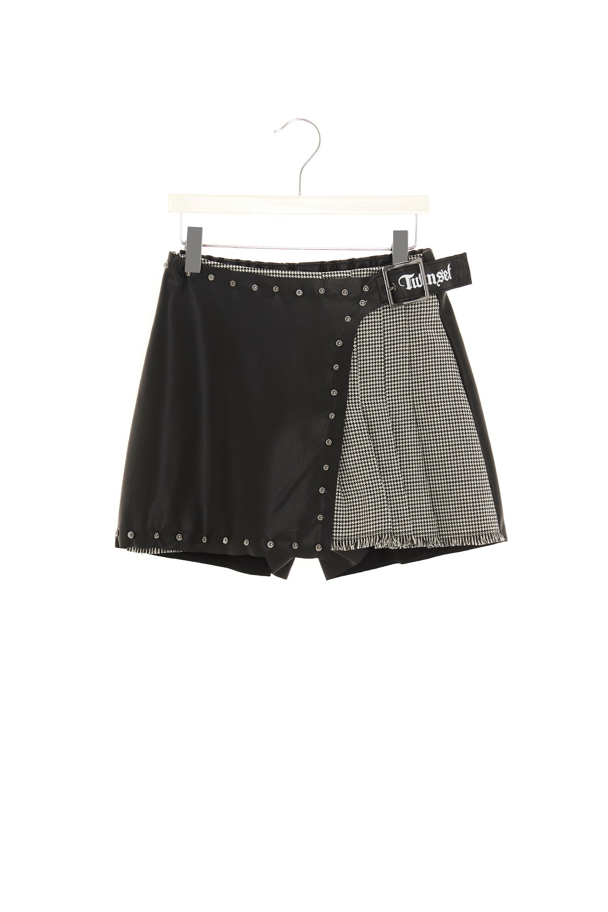 TWIN SET Eco Leather Skirt Style Shorts
