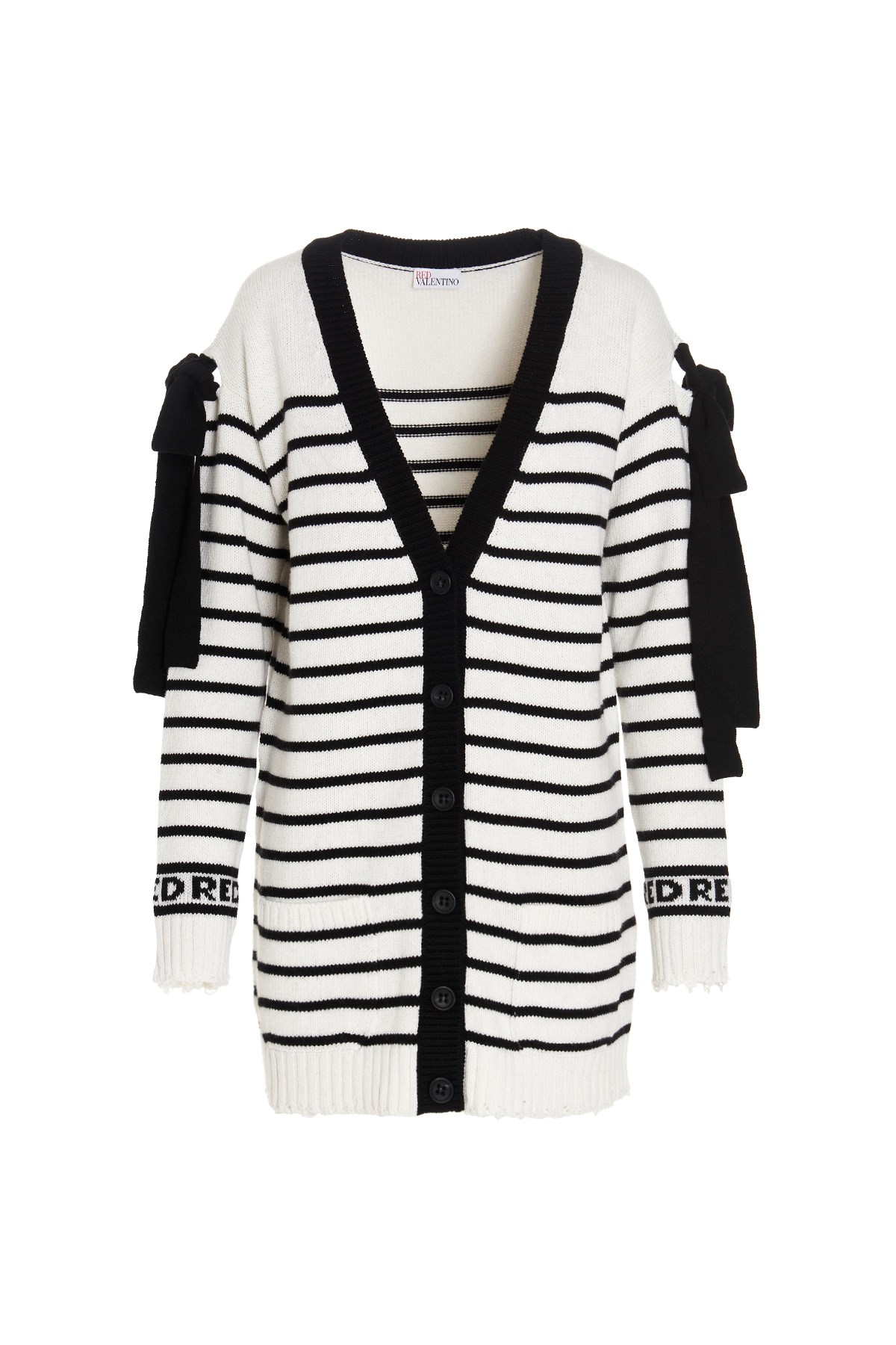 REDVALENTINO Cut-Out Detail Striped Cardigan