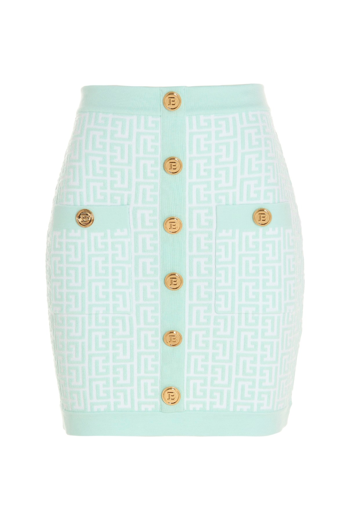 BALMAIN Miniskirt With A Fret Pattern And Gold Buttons