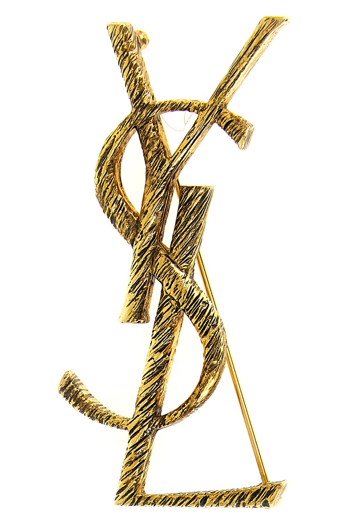 SAINT LAURENT Saint Laurent Textured Cassandre Brooch