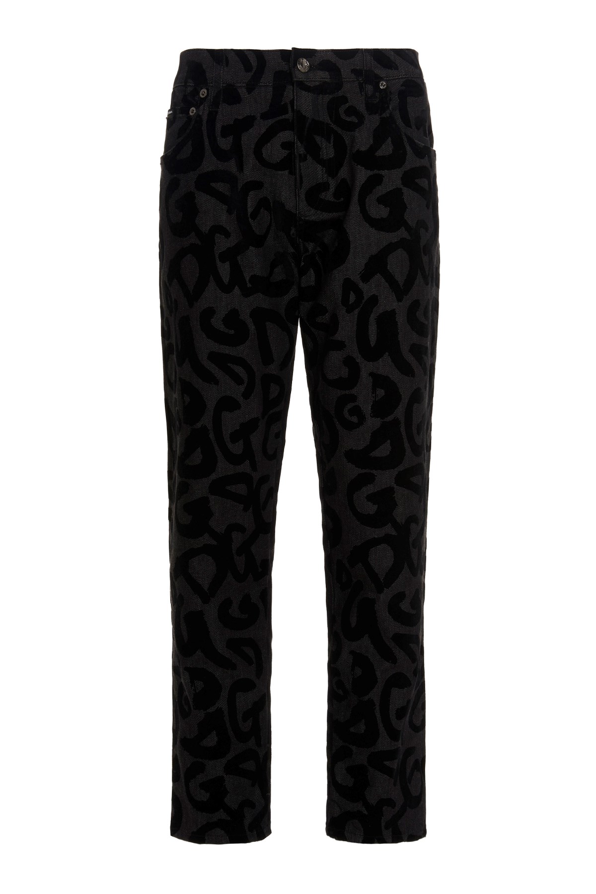 DOLCE & GABBANA All-Over Logo Print Loose Jeans