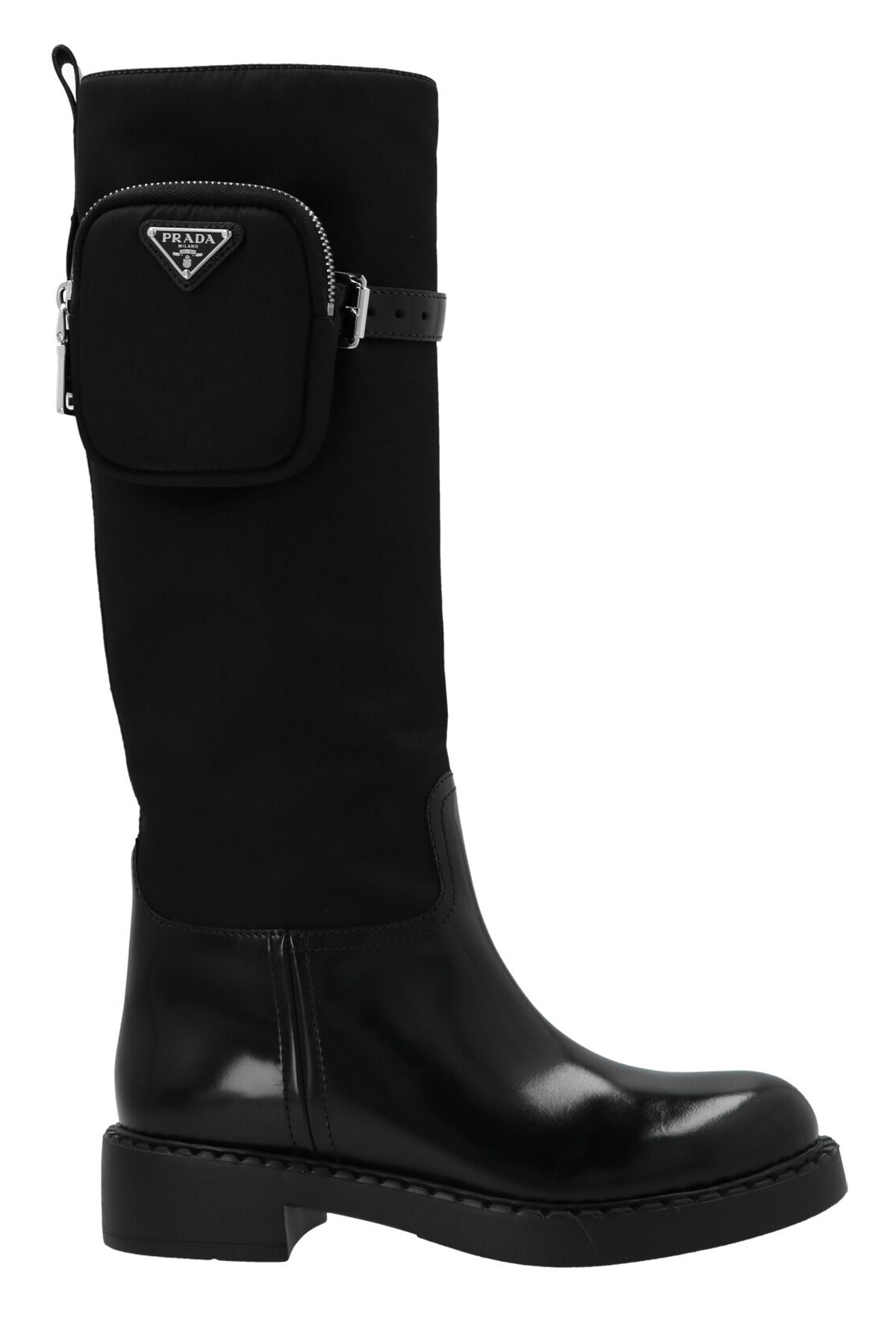 PRADA Leather And Nylon Boots With A Pouch