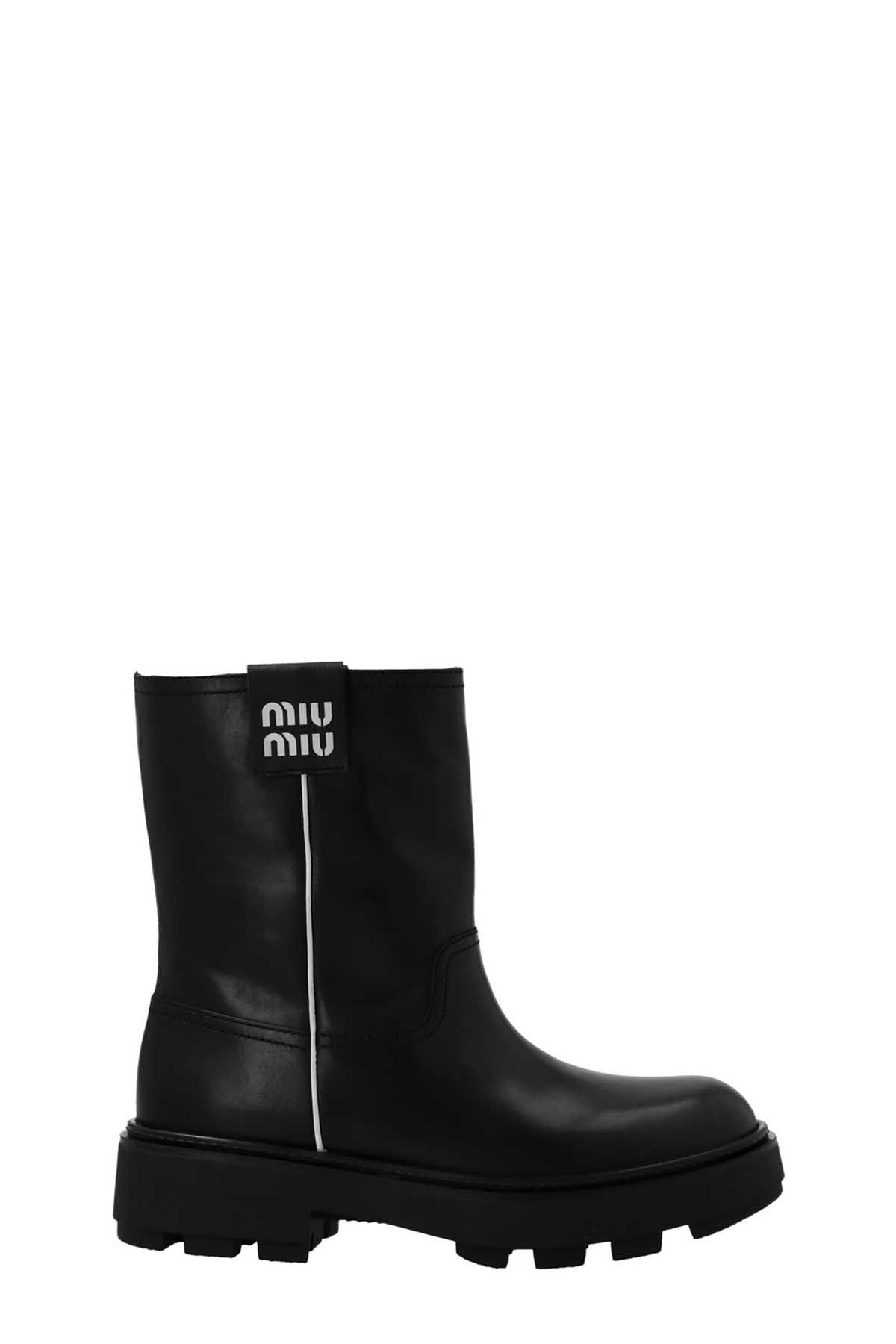 MIU MIU Logo Application Ankle Boots