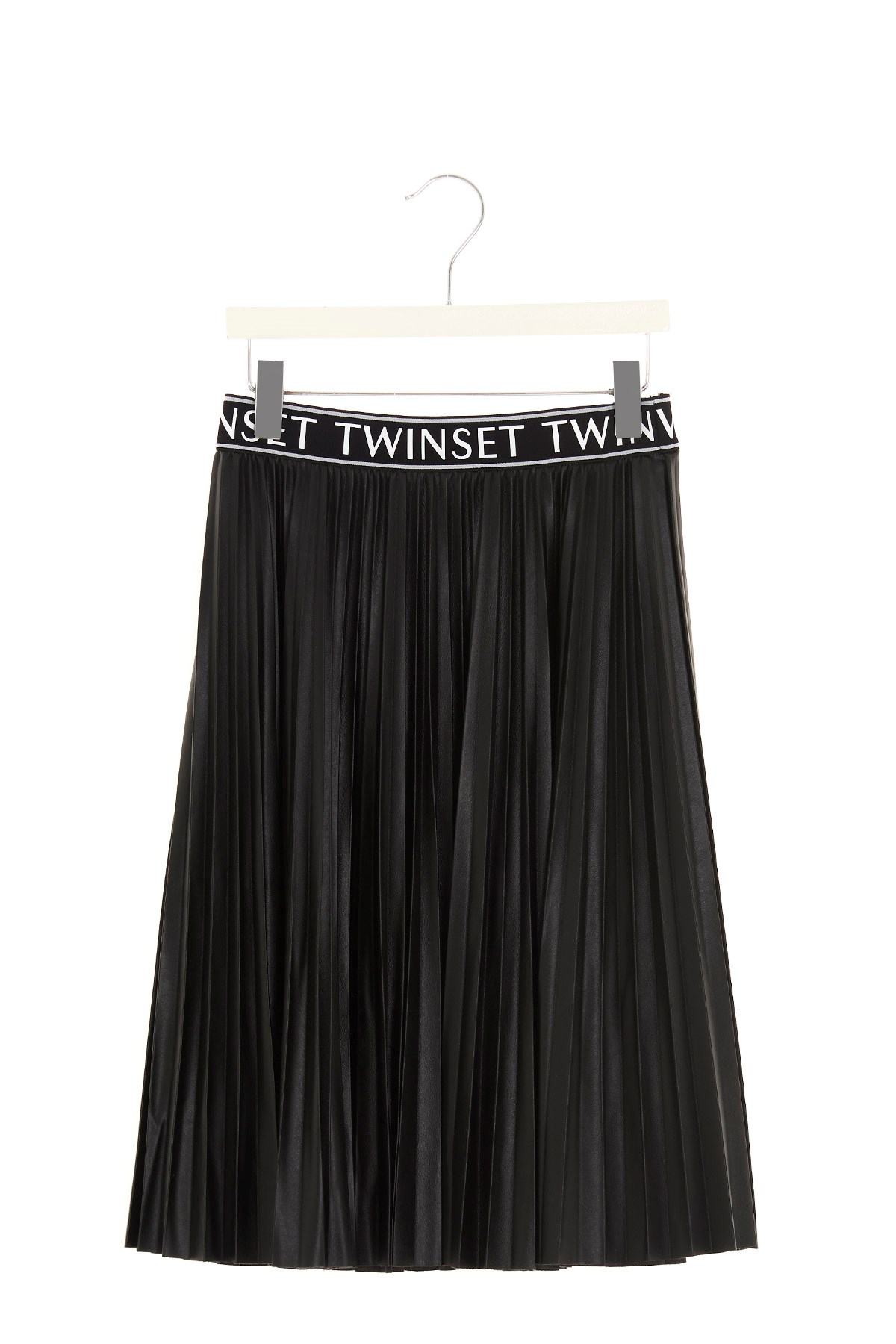 TWIN SET Pleated Eco Leather Skirt