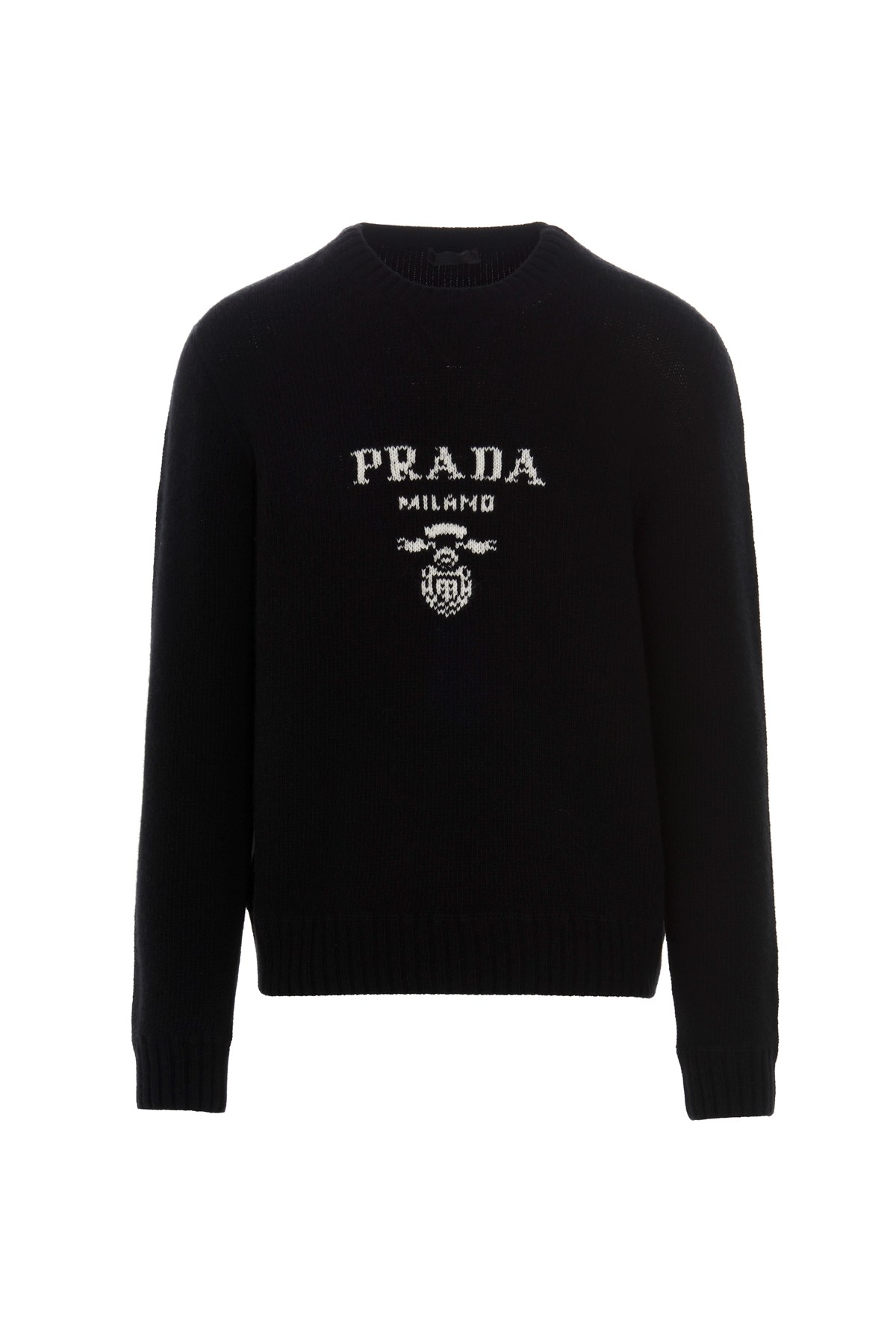 PRADA Logo Intarsia Mixed Cashmere Sweater