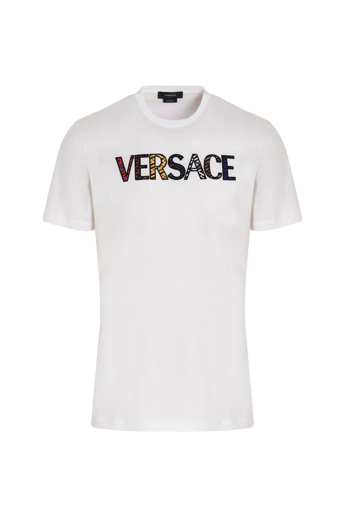 VERSACE Logo Embroidery Cotton T-Shirt