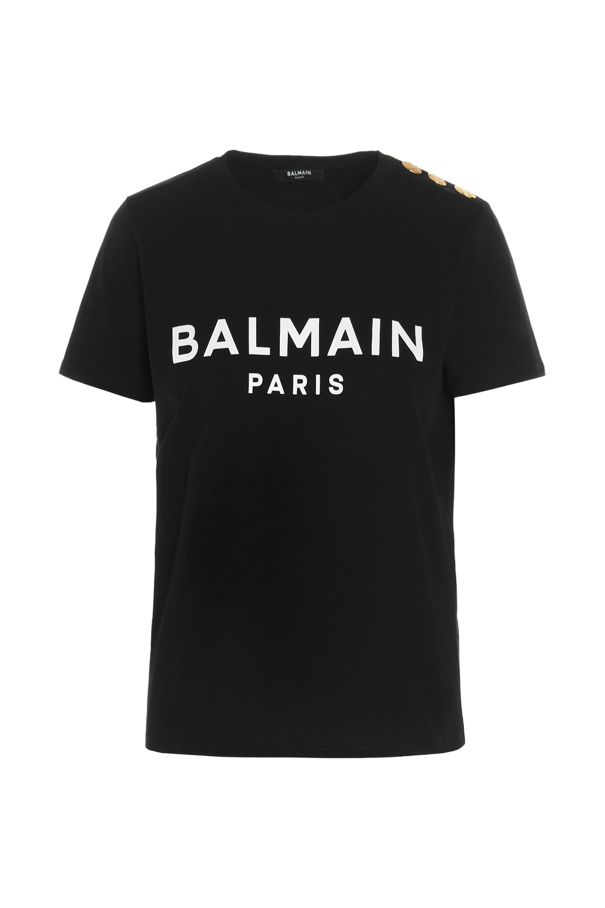 BALMAIN T-Shirt Mit Goldenfarbenem Knopf