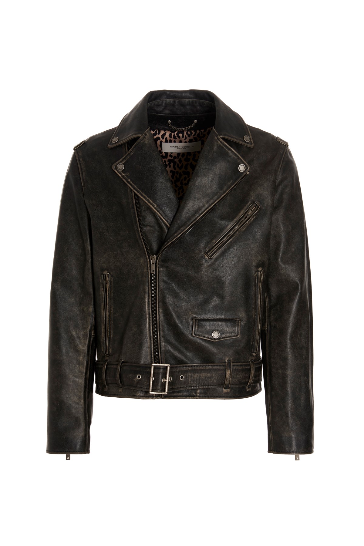 GOLDEN GOOSE Vintage-Effect Leather Biker Jacket