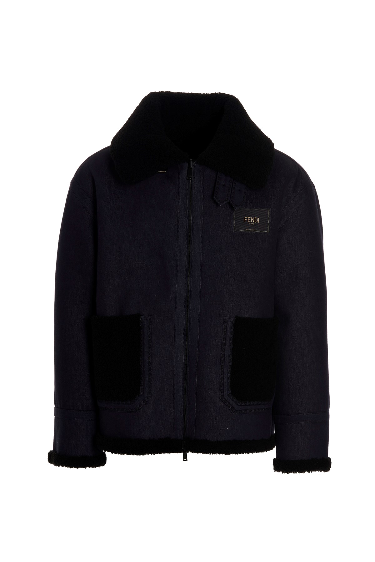 FENDI Shearling And Denim Reversible Jacket