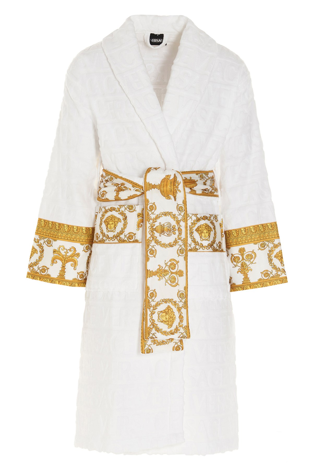 VERSACE VERSACE HOME Bademantel Mit Geprägtem Logo　VERSACE HOME エンボスロゴ入りバスローブ