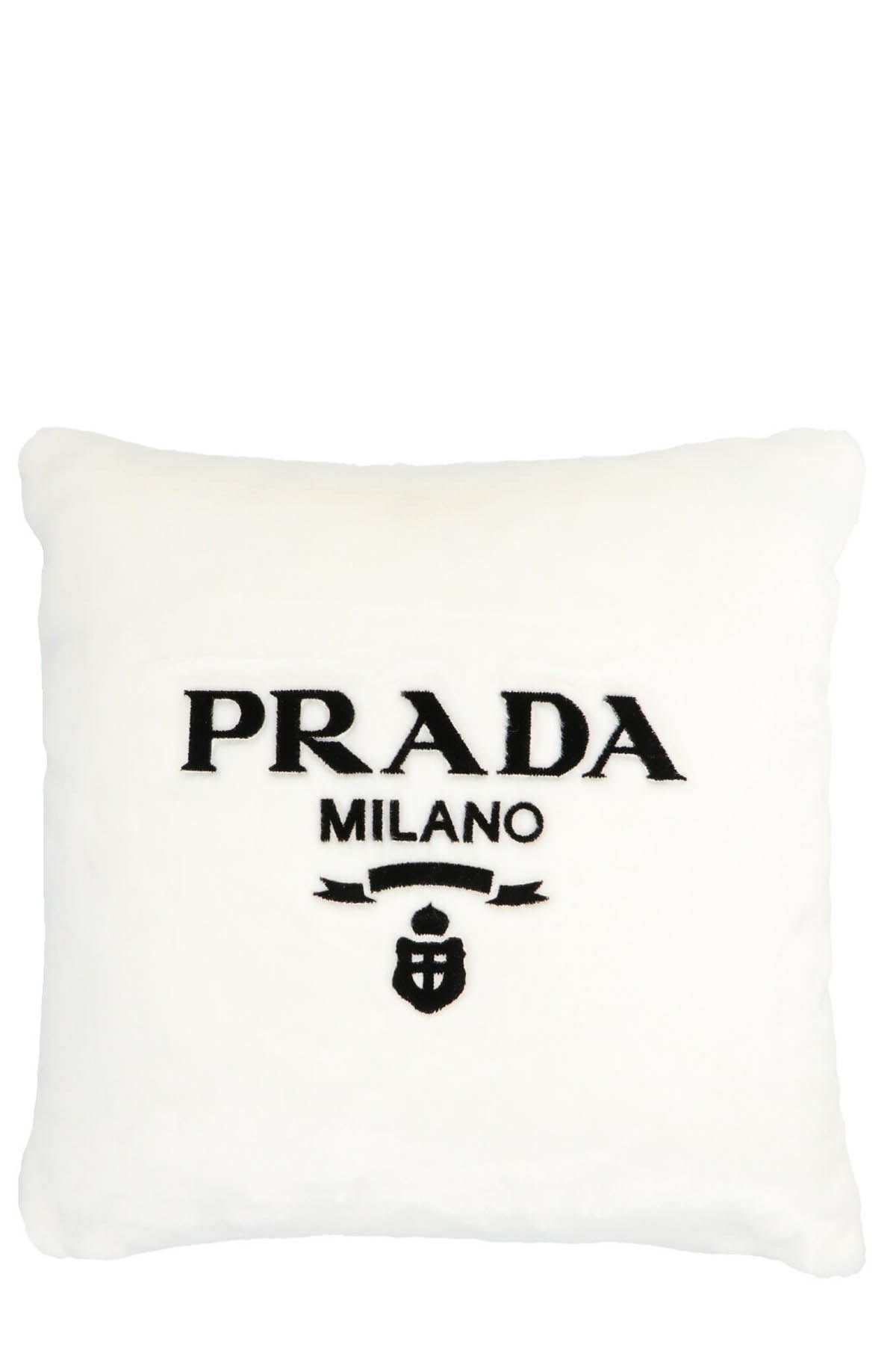 PRADA Logo Eco Fur Cushion