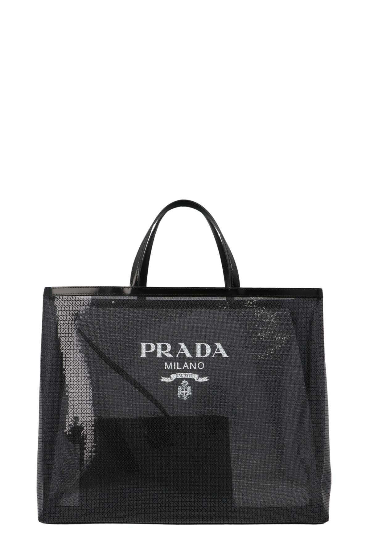 PRADA Schopper-Tasche Aus Netz Mit Pailletten