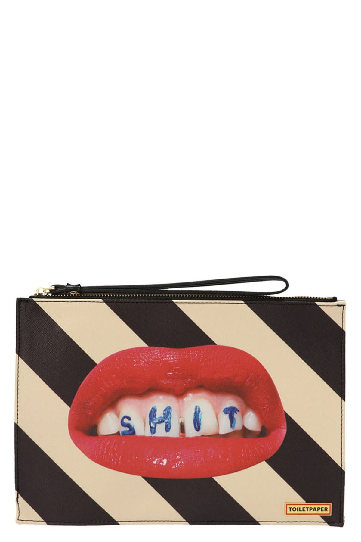 Seletti 'stripes Shit' Clutch In Multi