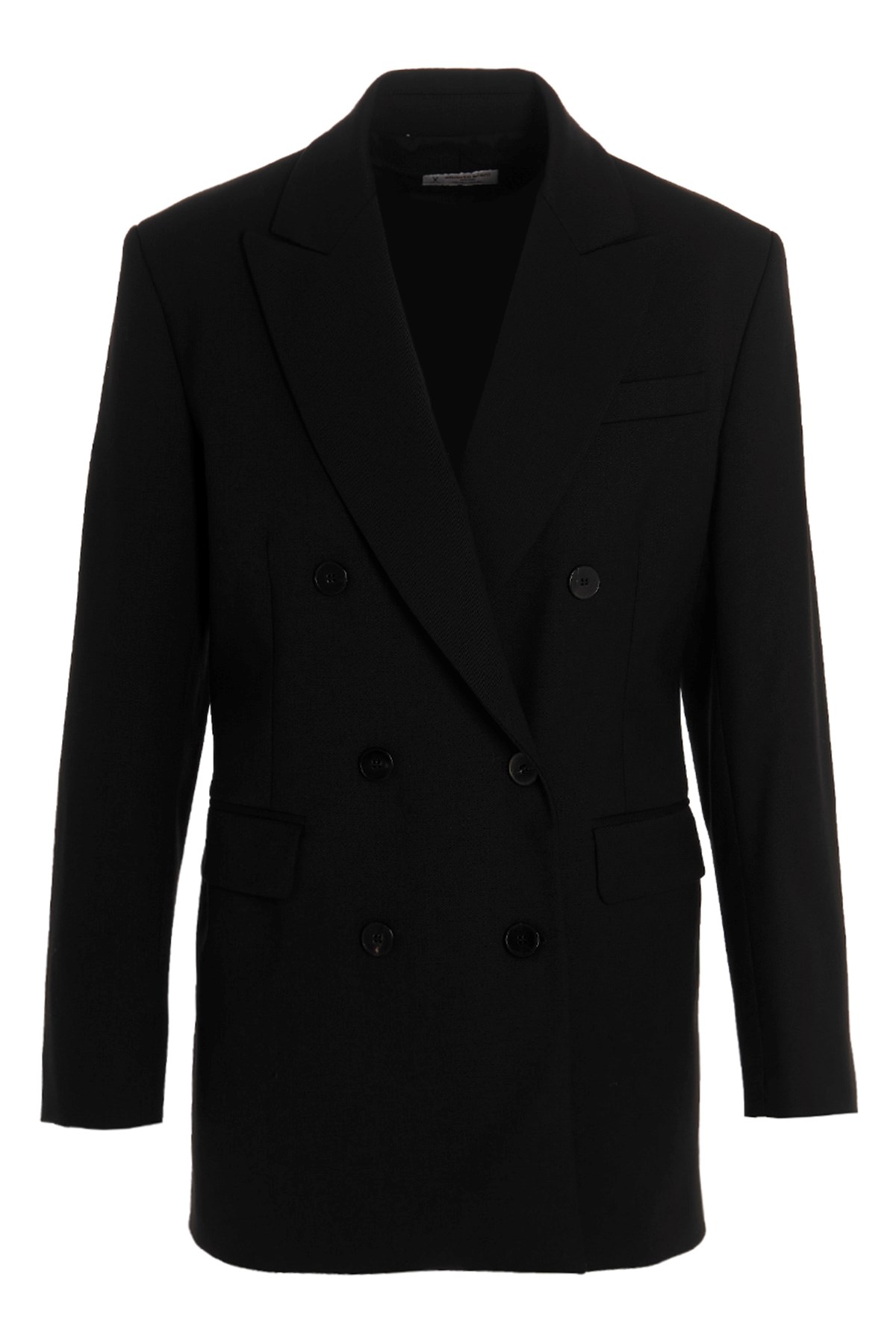 Alberto Biani Wool Double Breast Blazer Jacket In Black