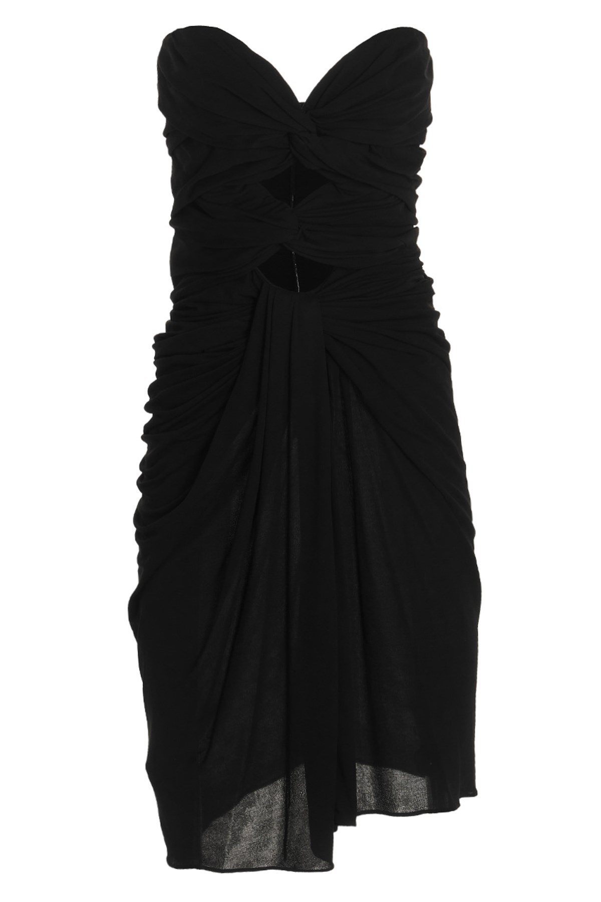 Saint Laurent Draped Cut Out Dress Skirts Black
