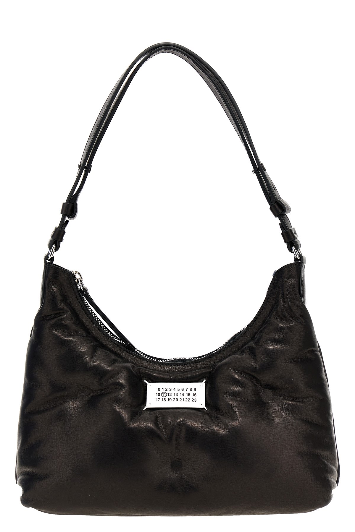 Maison Margiela Black Nappa Leather Small Glam Slam Hobo Shoulder Bag In Black