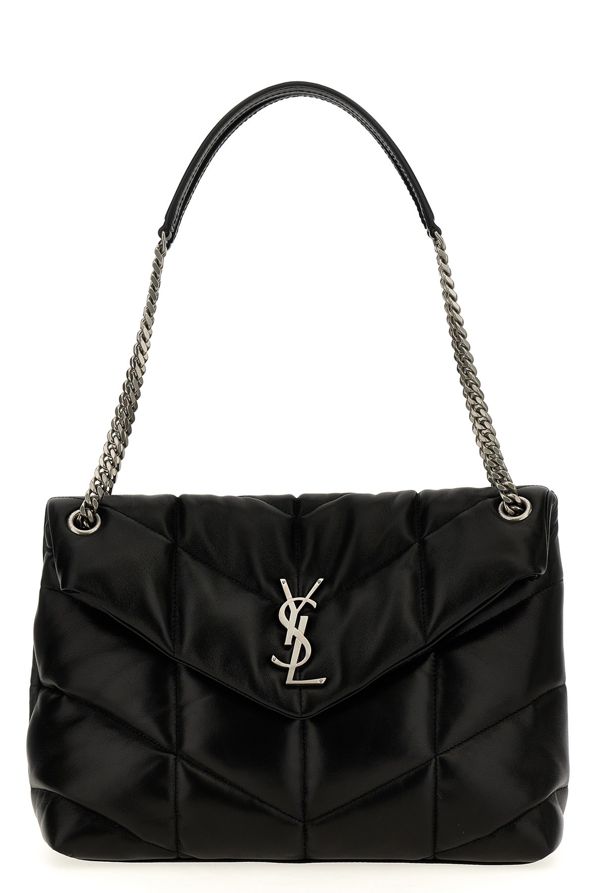 Saint Laurent ‘puffer Loulou' Midi Shoulder Bag In Black