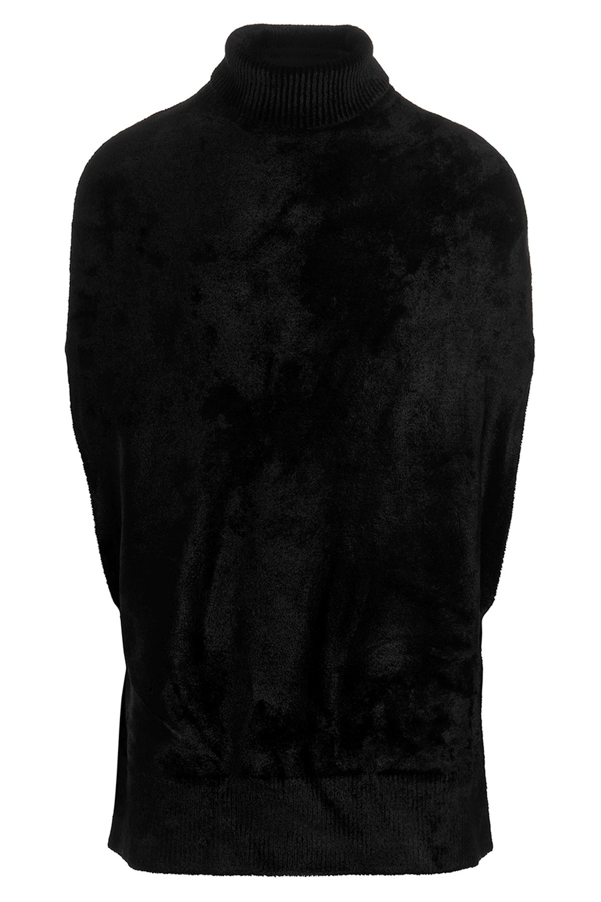 Sapio Double Damask High Collar Velvet Cape In Black